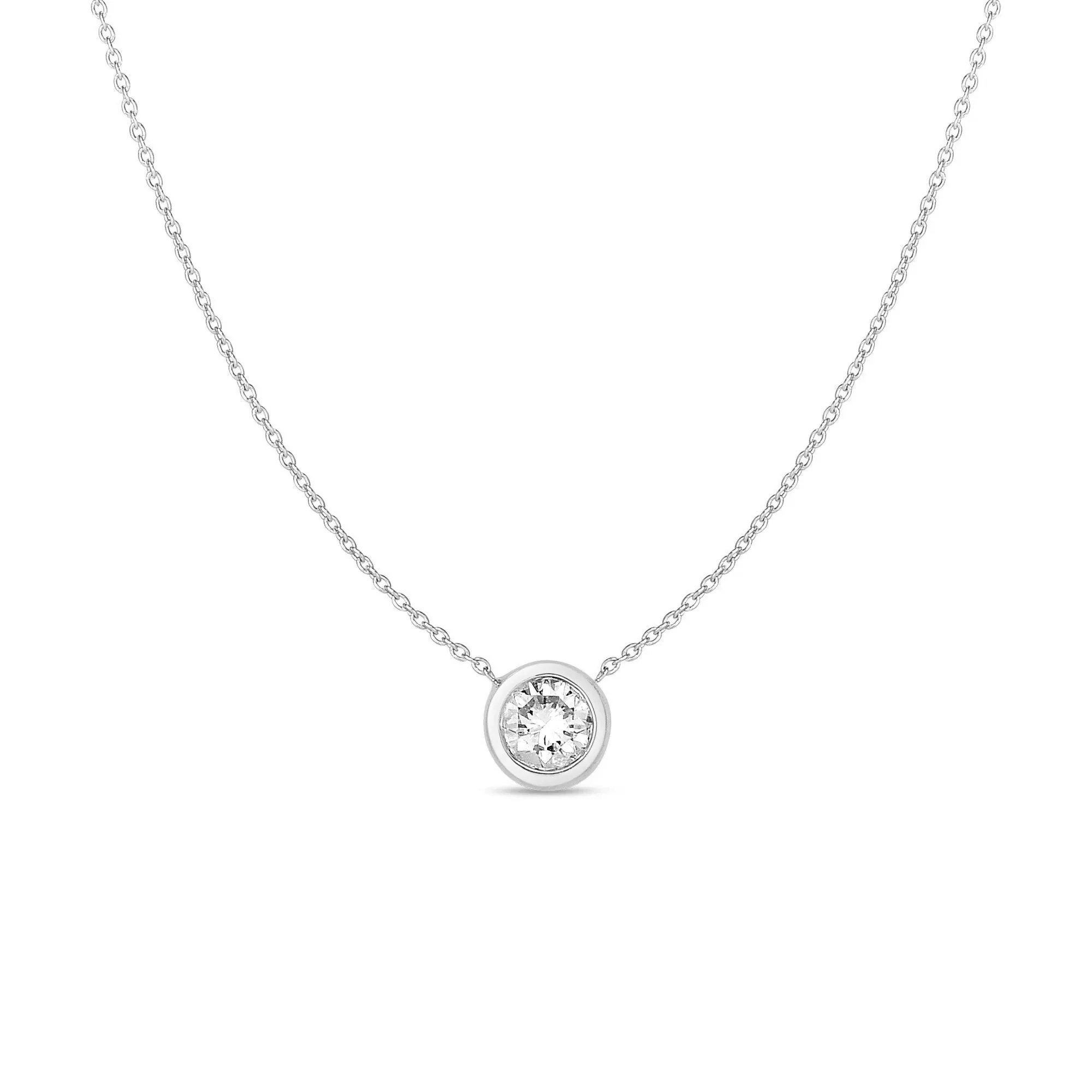 Bezel Set Round Diamond Necklace - Image 2
