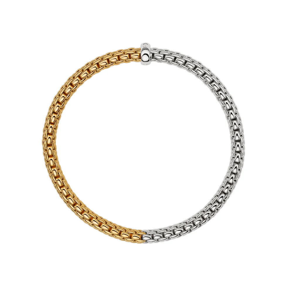 Fope 18k White & Yellow Gold Medium Vendome Flex'It Bracelet - Image 2