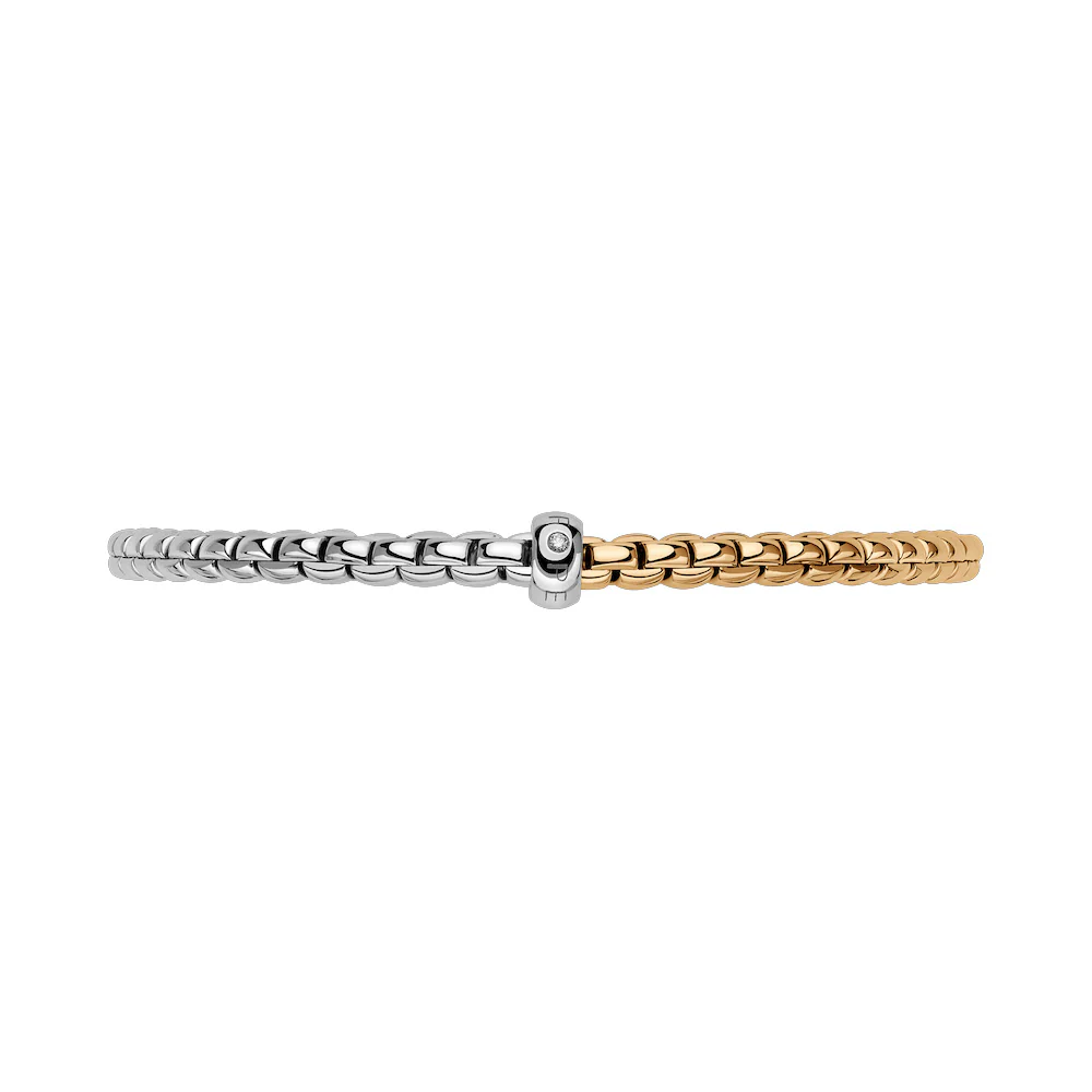 Fope 18k White & Yellow Gold Medium Vendome Flex'It Bracelet - Image 3