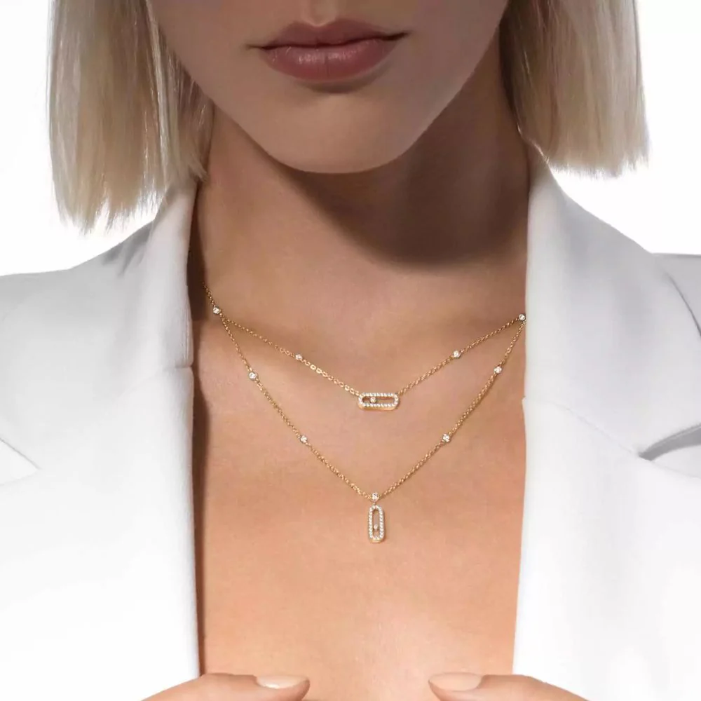Move Uno 2 Rows Pavé Diamond Necklace - Image 2