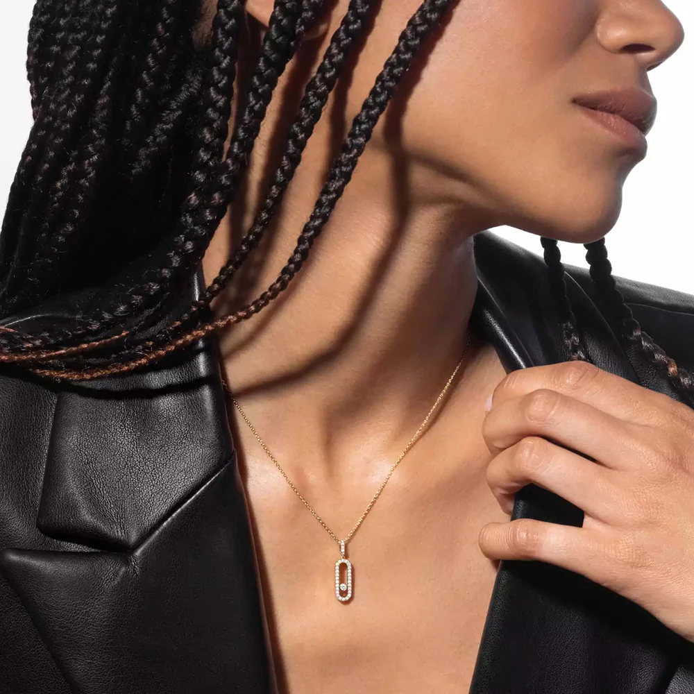 Large Move Uno Pave Diamond Pendant Necklace - Image 2