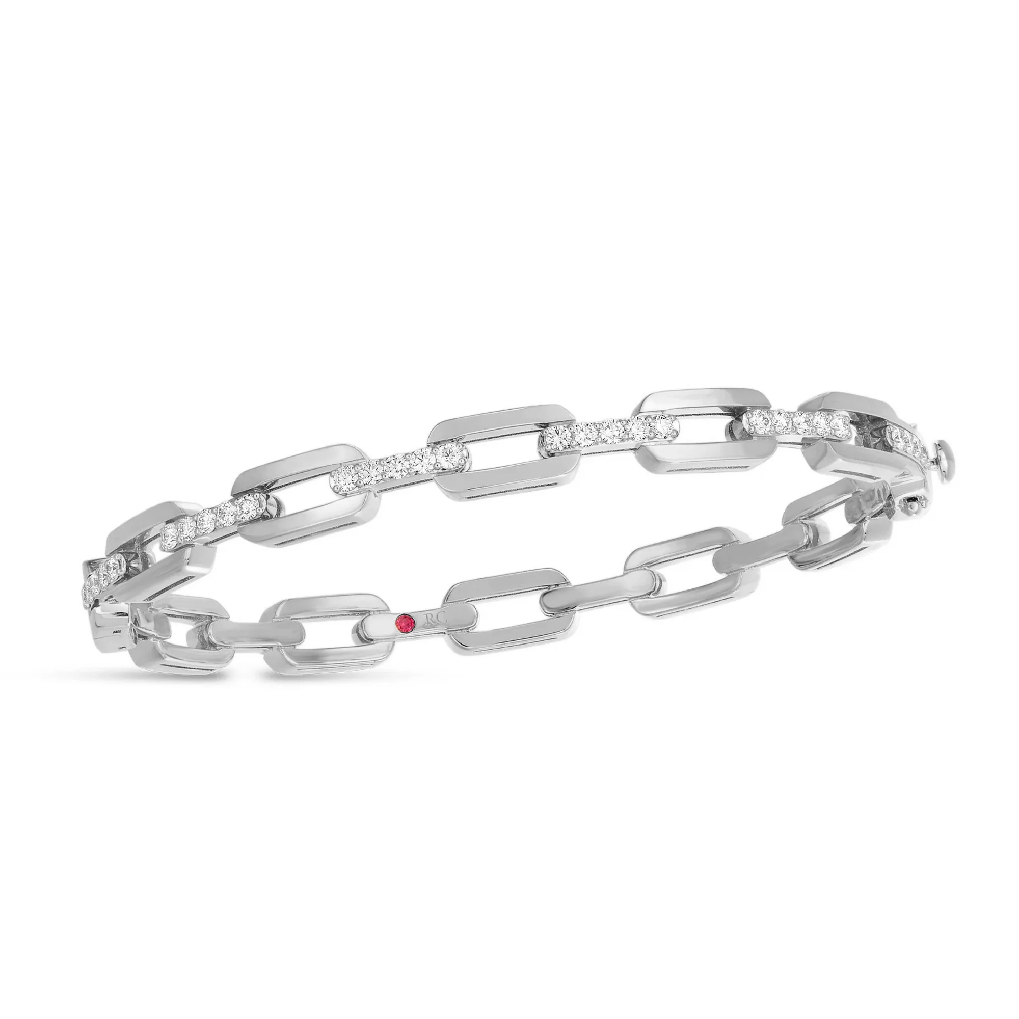 Navarra Hard Chain Link Diamond Bangle - Image 3