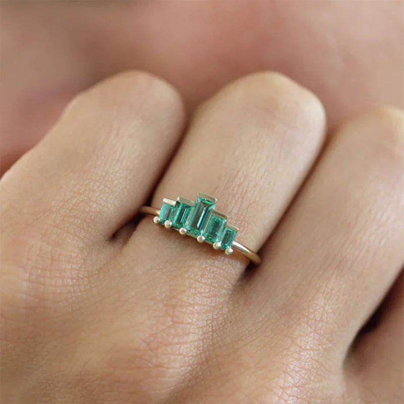 Art Deco Baguette Cut Emerald Ring - Image 2