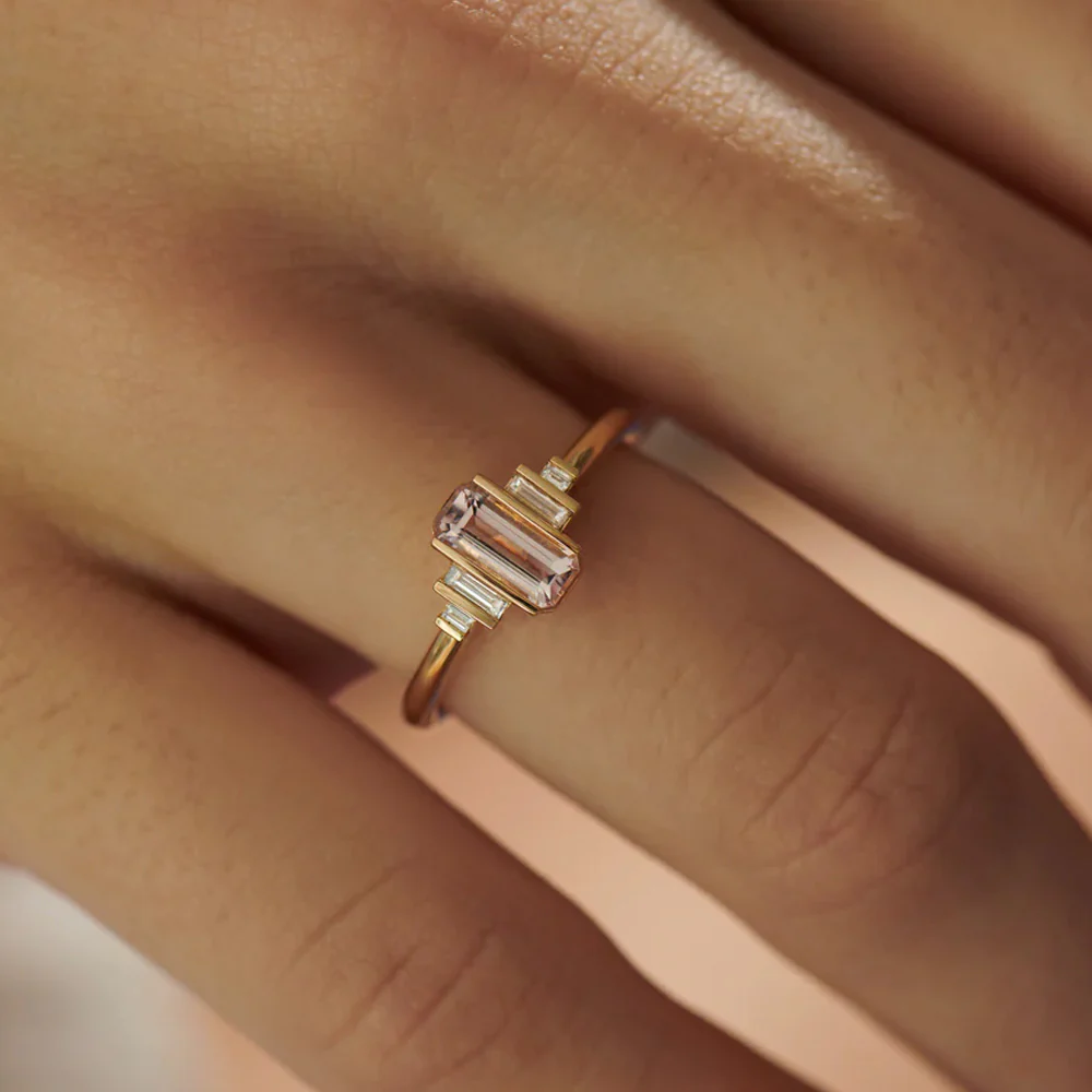 Artemer 18kt Yellow Gold Morganite and Diamond Ring - Image 2