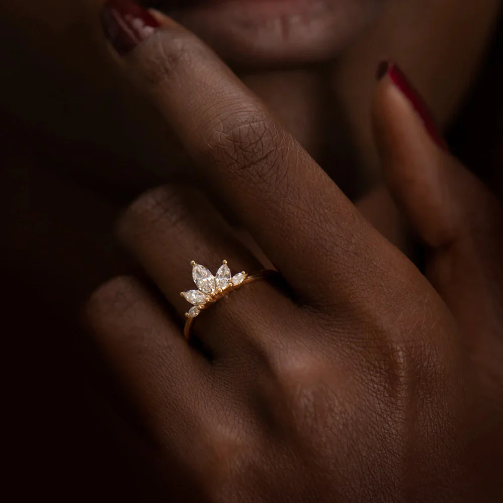 Petal Wedding Band with Marquise Cut Diamonds - Image 2
