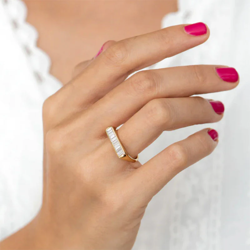 Channel Statement Ring with Baguette Cut Diamonds - Image 3