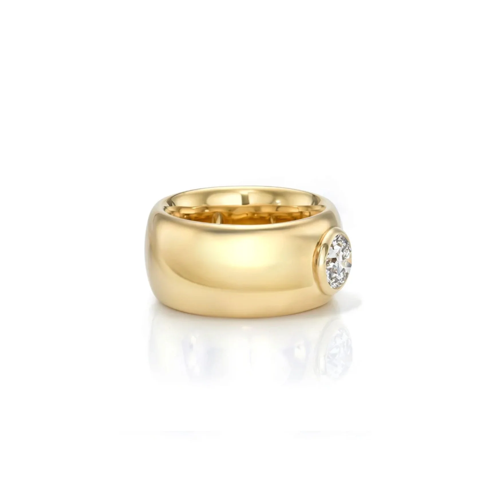 Adrina Wide Dome Bezel-Set Diamond Ring - Image 3