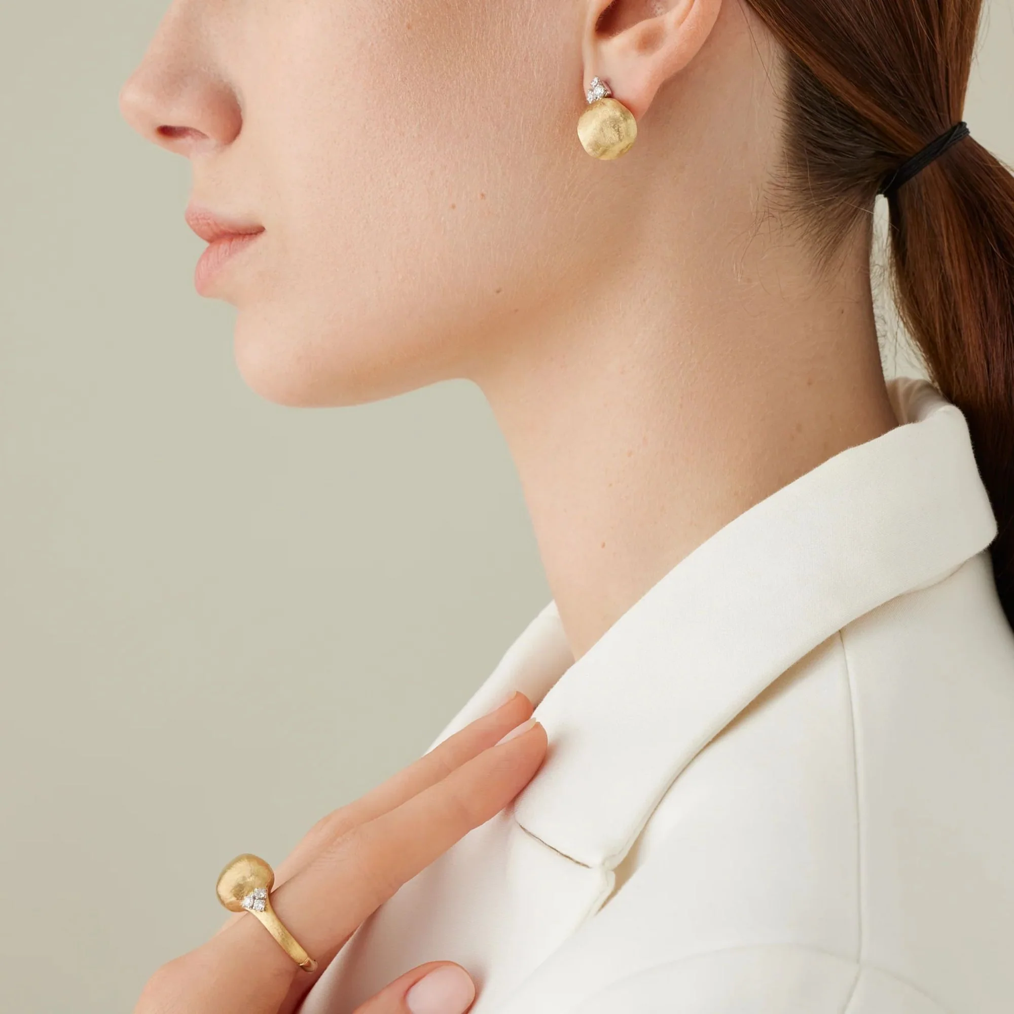Africa Collection Diamond Cluster Ball Stud Earrings - Image 2