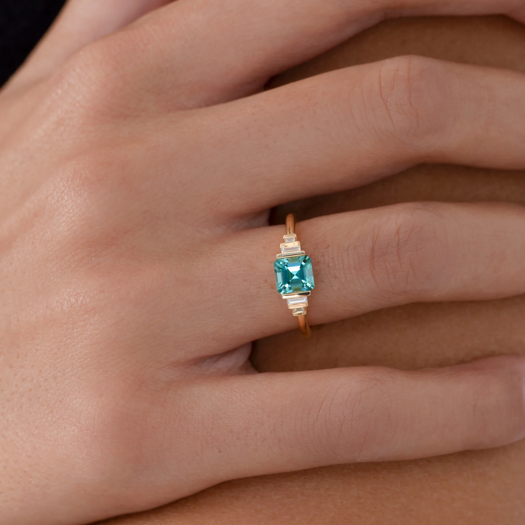 Atlantis Tourmaline Engagement Ring in Asscher Cut - Image 4