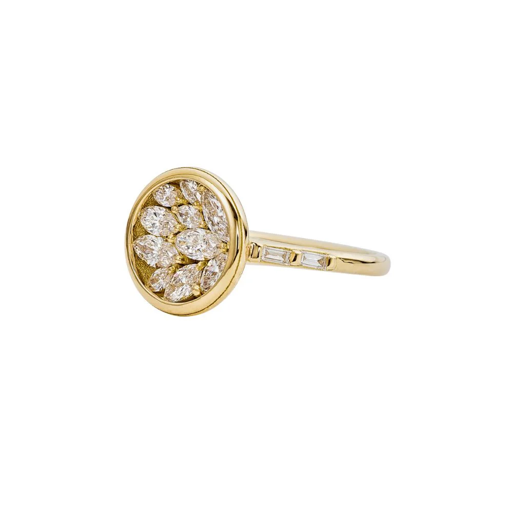 Cluster Engagement Ring with Marquise Diamond Petals - Image 3