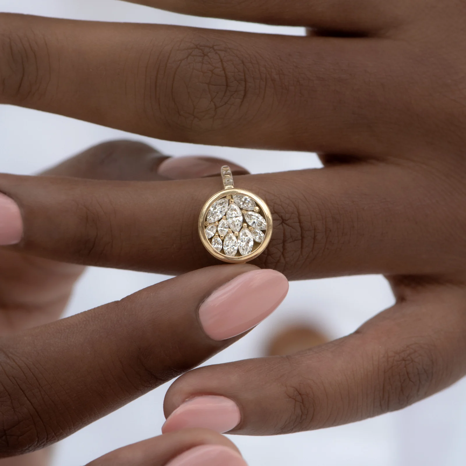 Cluster Engagement Ring with Marquise Diamond Petals - Image 8