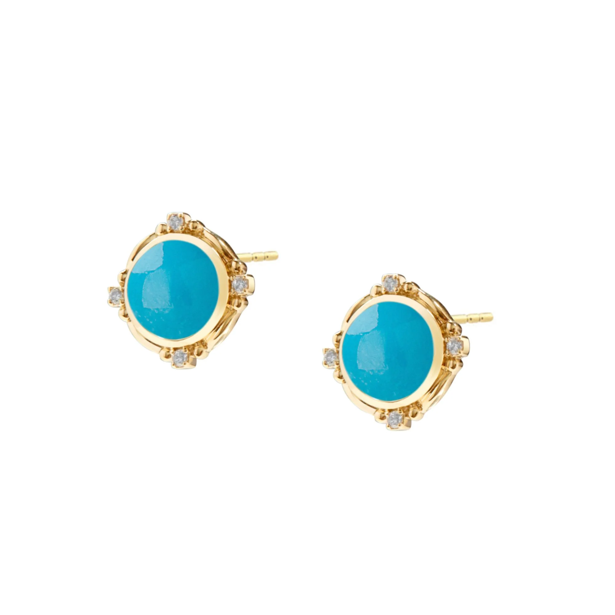 Axia Sleeping Beauty Turquoise & Diamond Stud Earrings - Image 2