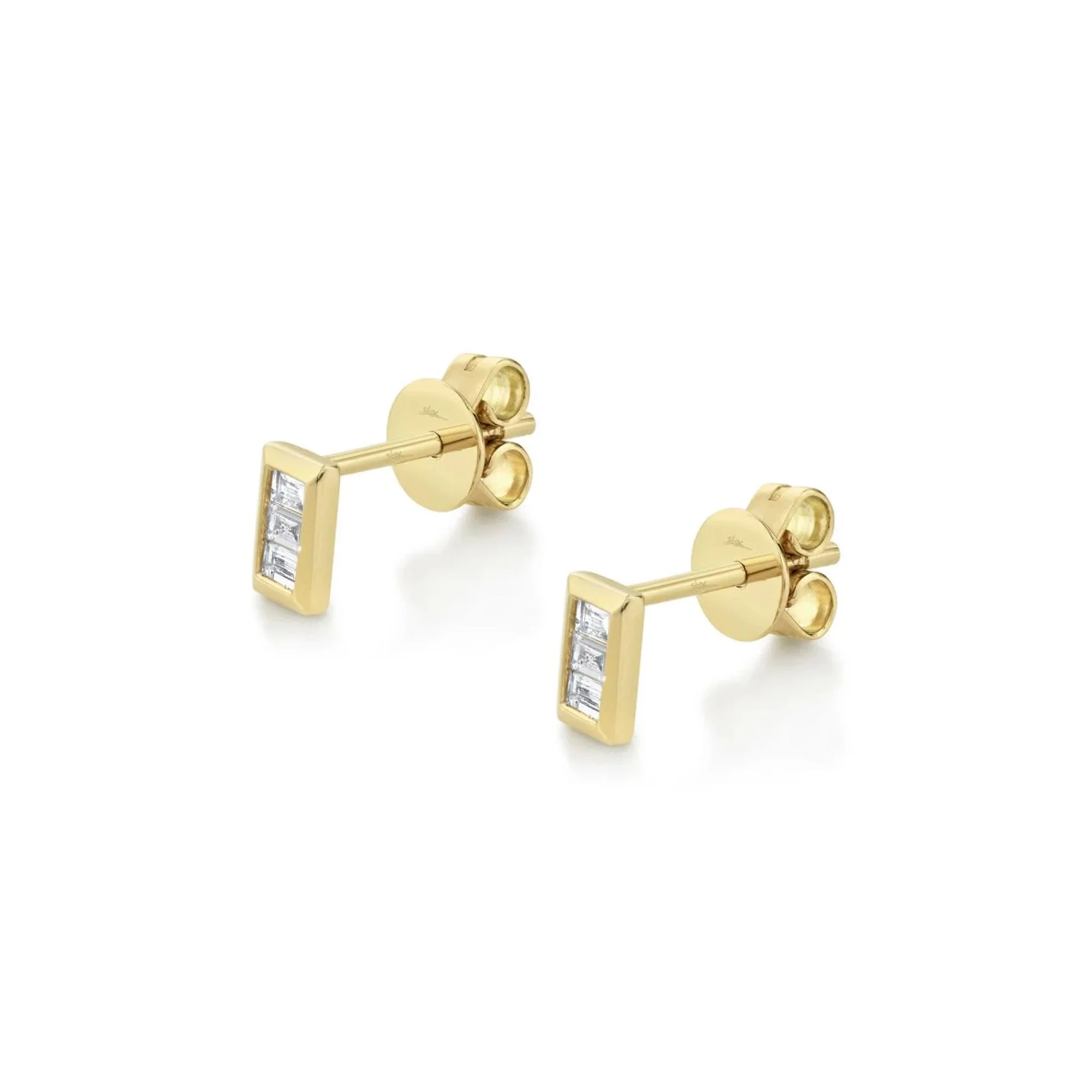 Baguette Diamond Stud Earrings - Image 2