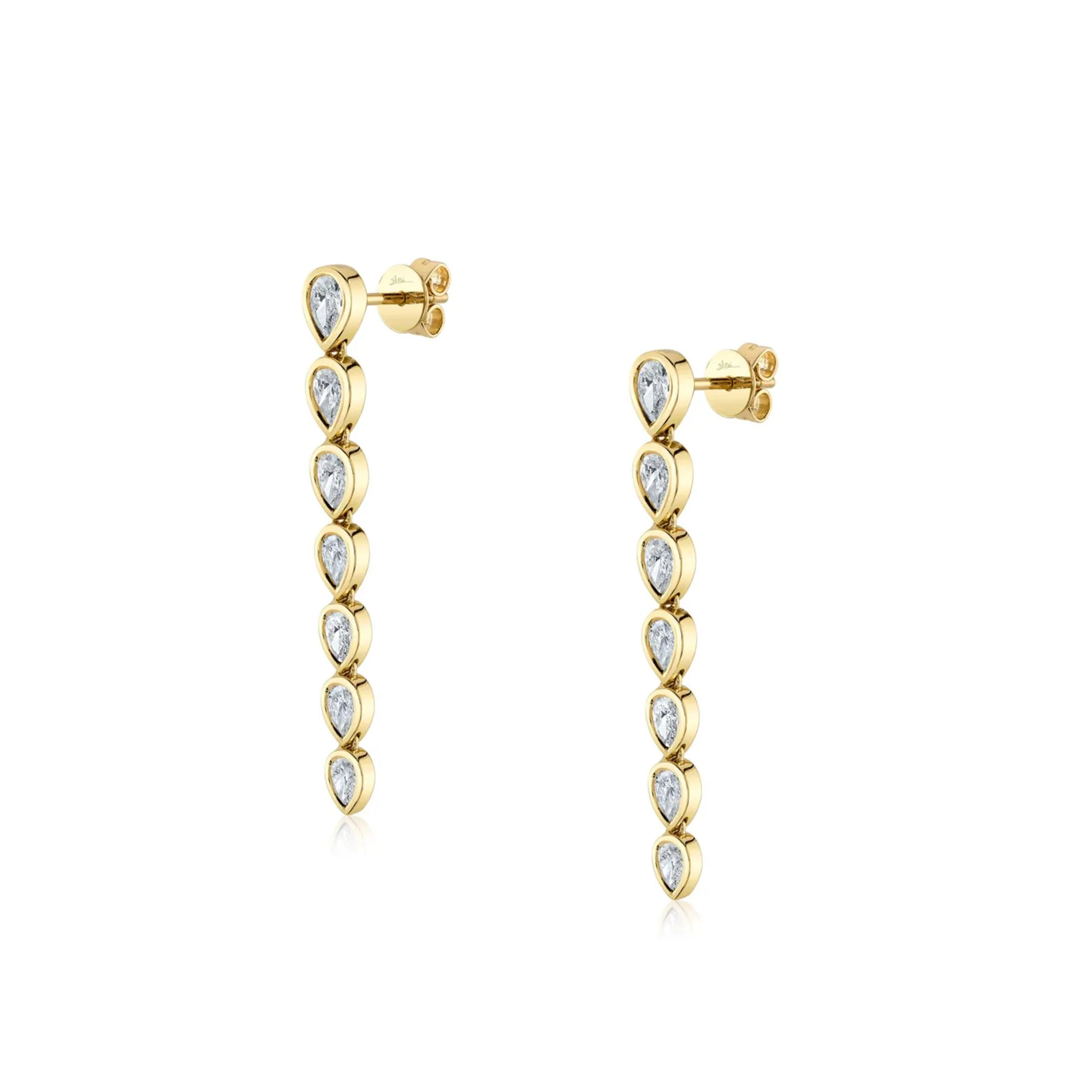 Bezel Set Pear Diamond Drop Earrings - Image 3