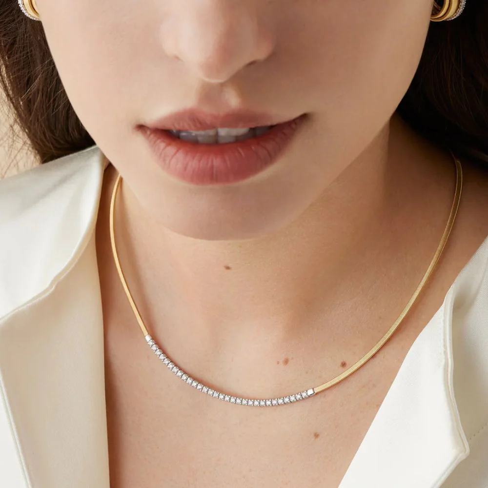 Masai Collection Coil Collar Necklace With Diamond Bar - Image 2