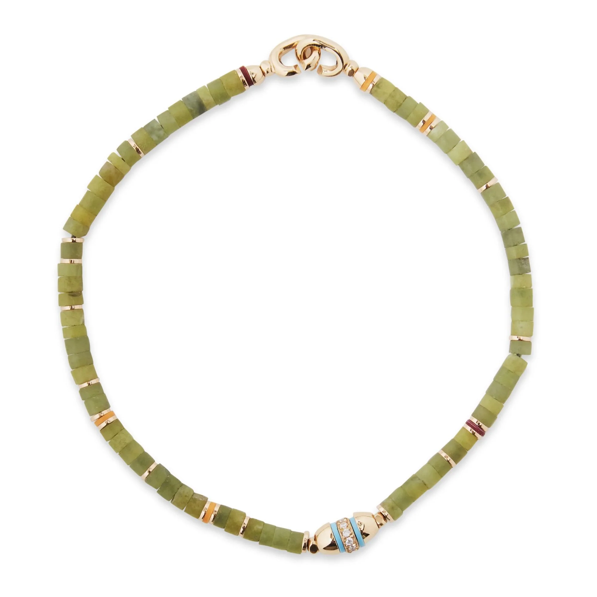 Cherish Bracelet with Green Jade and Diamond Rondelle - Image 3