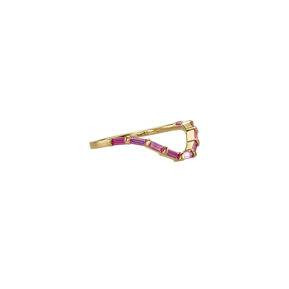 Curved Pink Baguette Sapphire Ring - Image 3
