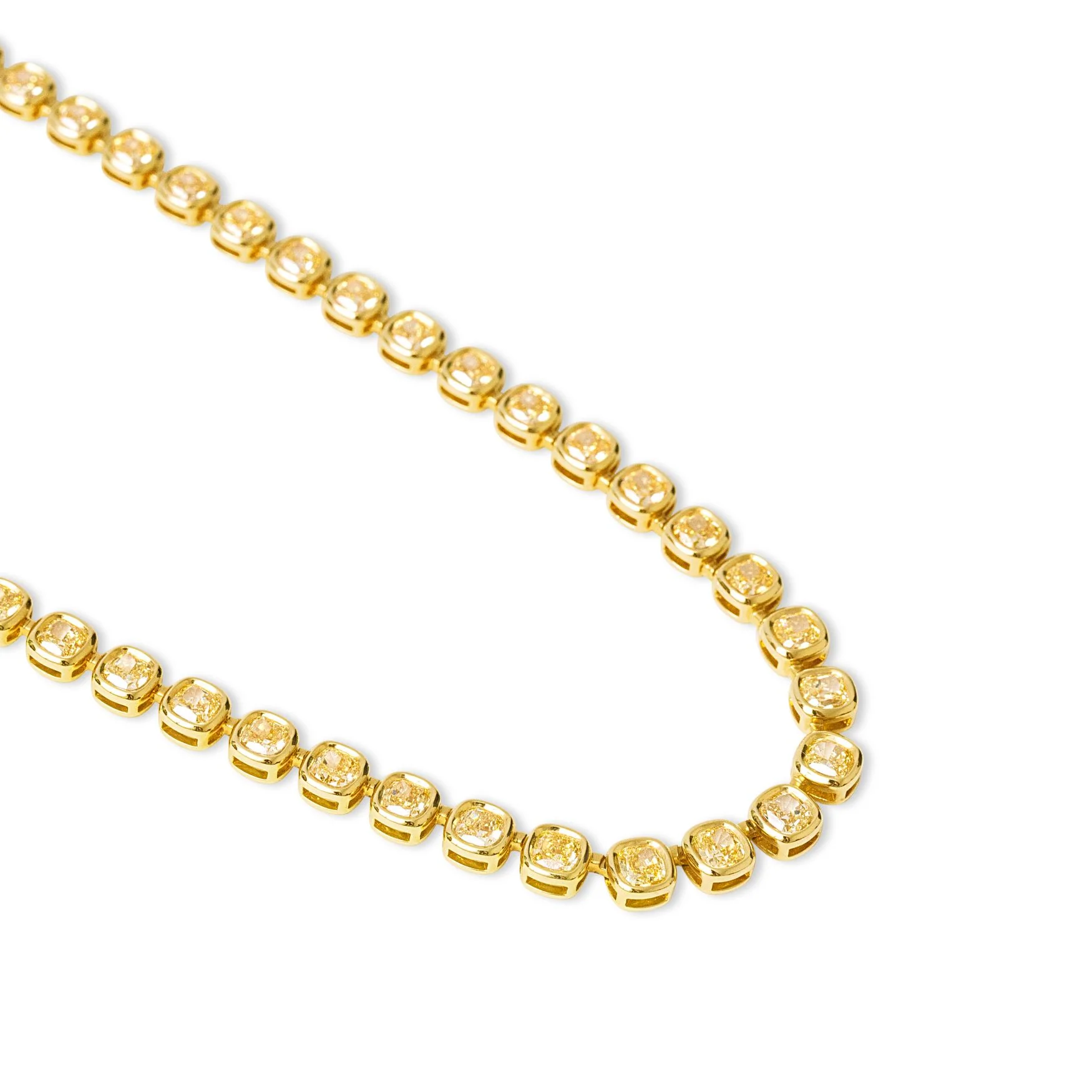 Cushion Bezel-Set Yellow Diamond Riviera Necklace - Image 2