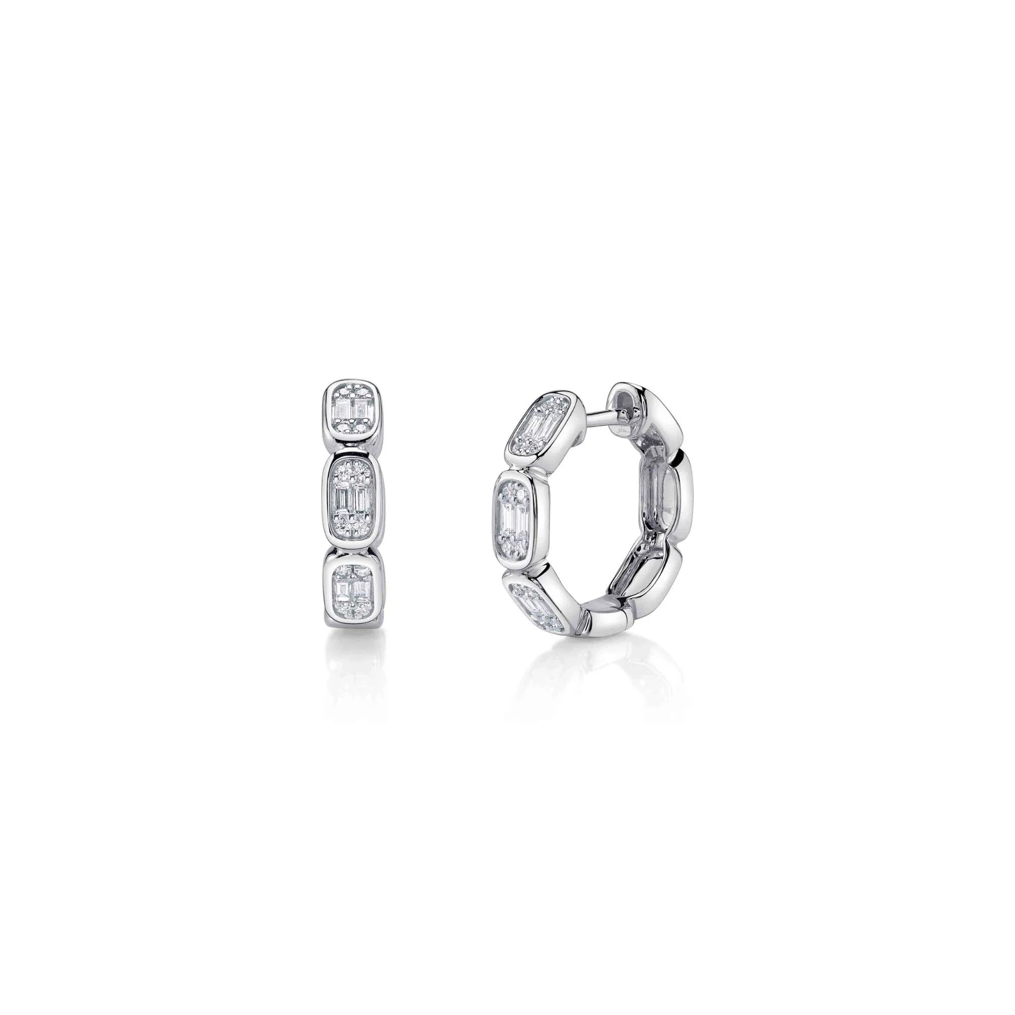 Diamond Baguette Hoop Earrings - Image 3