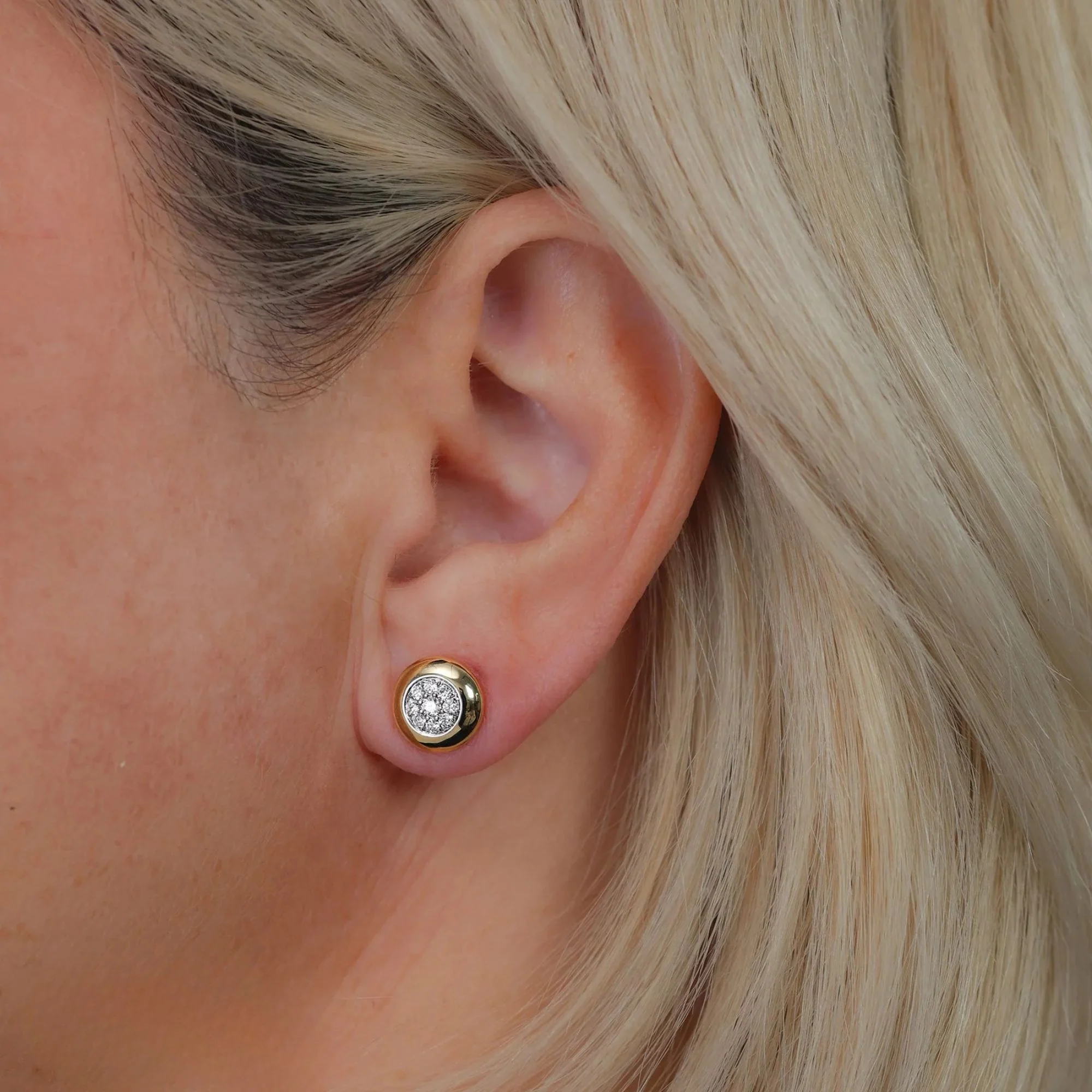 Diamond Circle Stud Earrings - Image 2