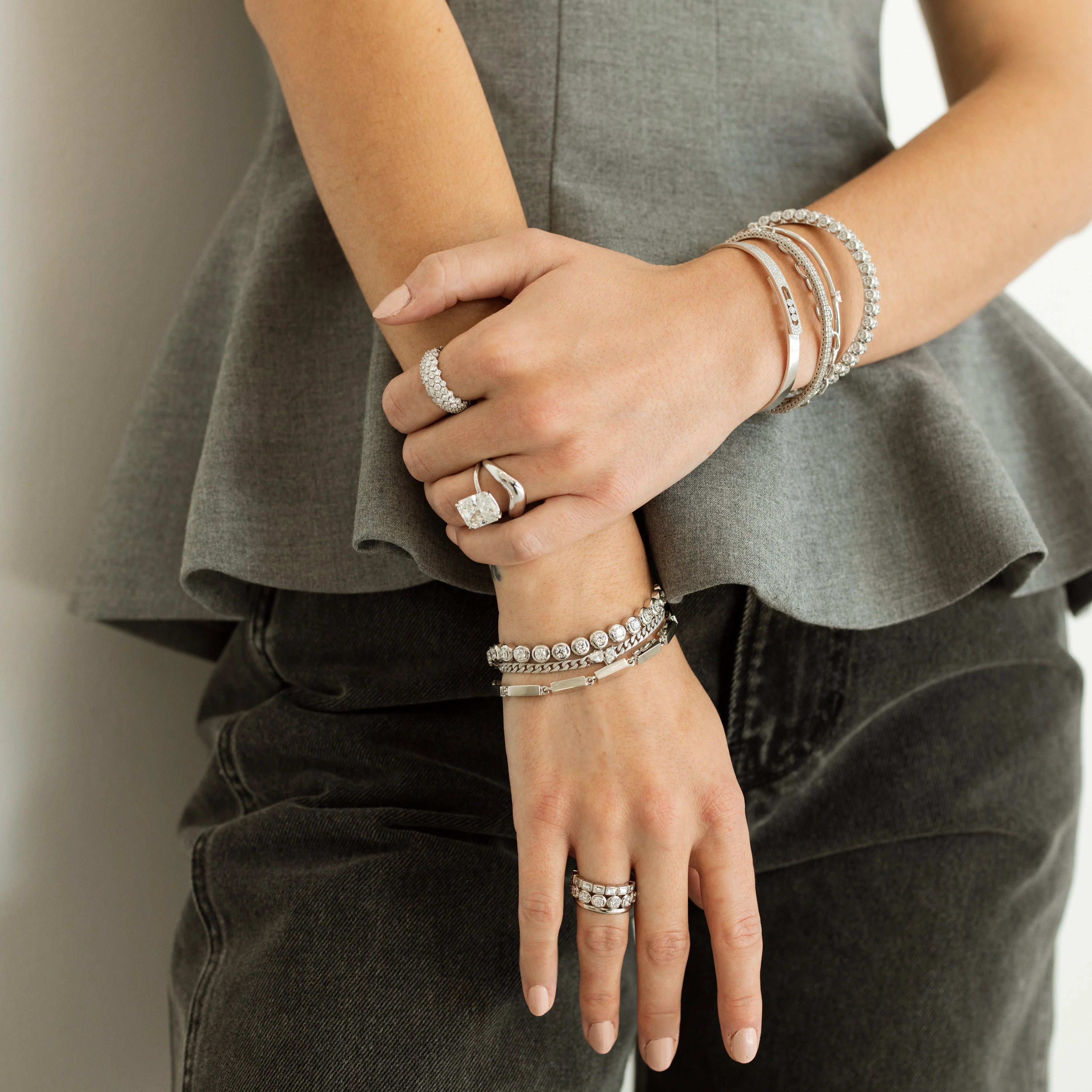 Diamond Heart Bangle Bracelet - Image 2