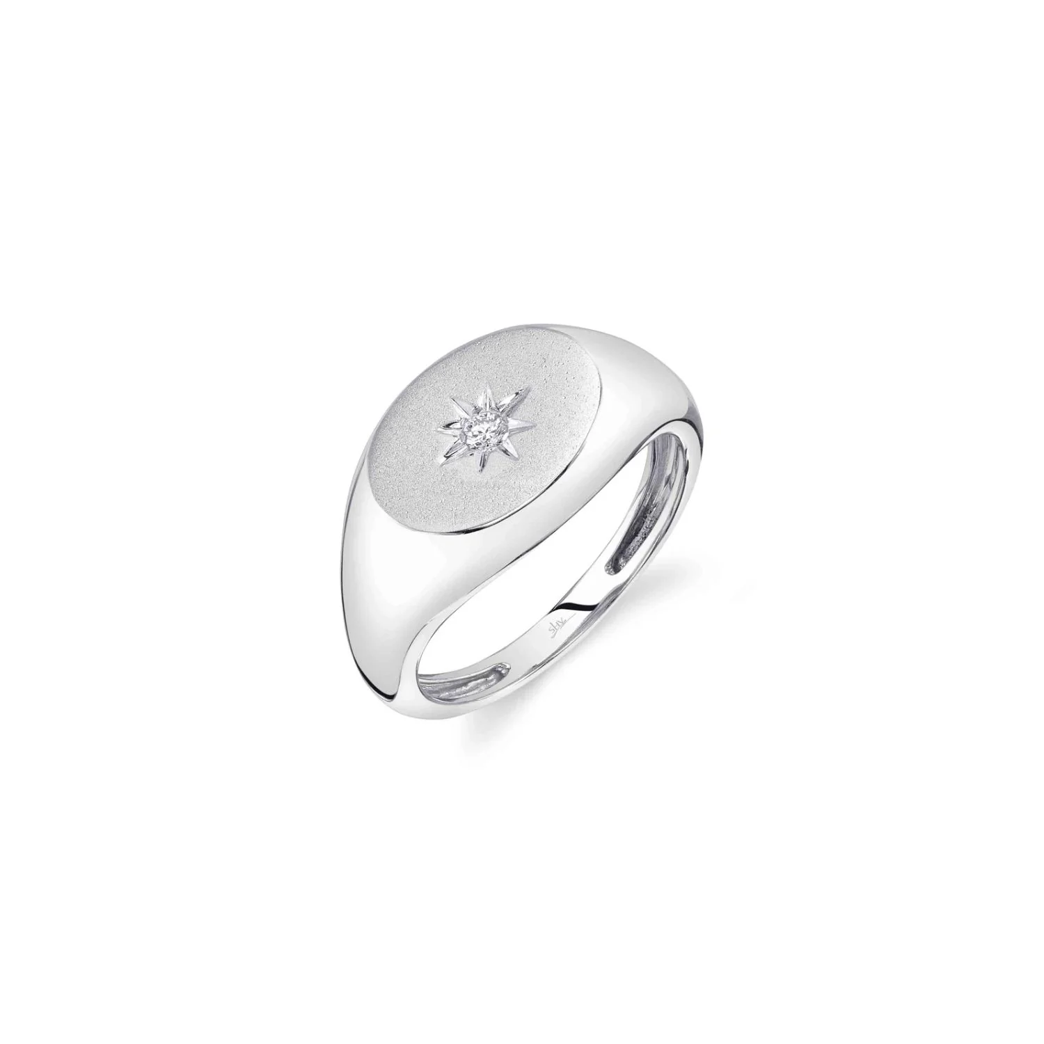 Diamond Star Matte Signet Ring - Image 3