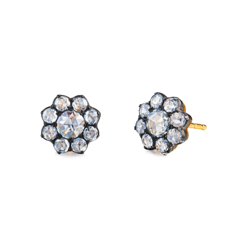 Petite Diamond Cluster Stud Earrings - Image 3