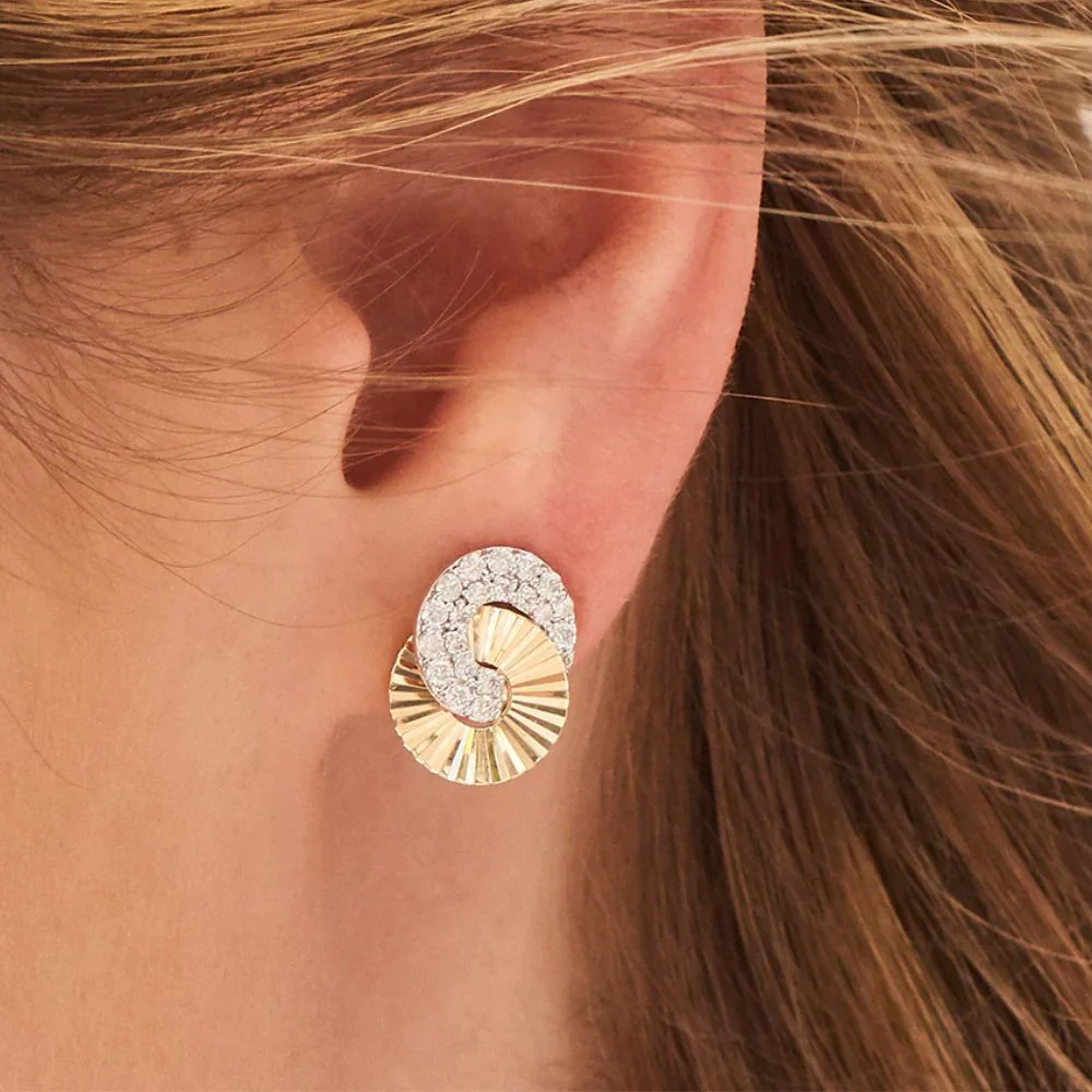 Mini Aura Diamond Interlocking Stud Earrings - Image 2