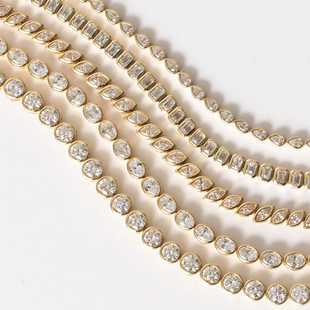 East West Bezel Set Oval Diamond Tennis Bracelet - Image 2