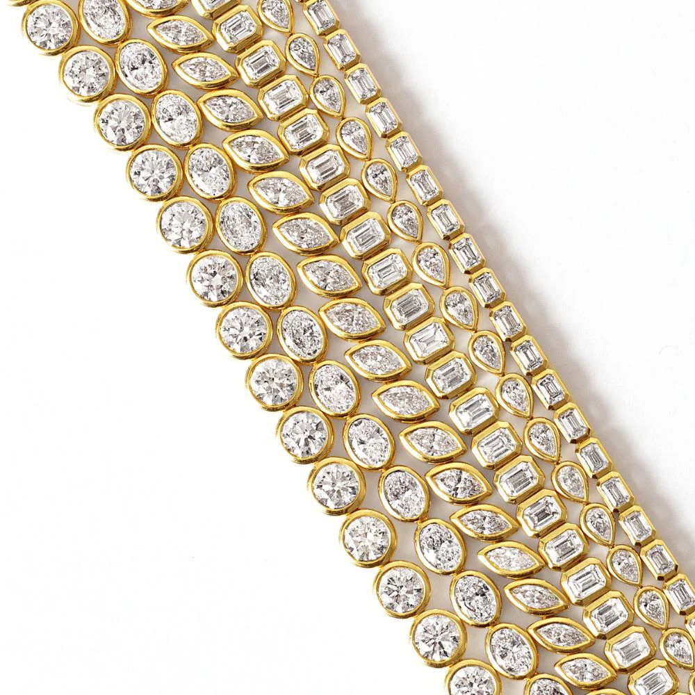 East West Bezel Set Oval Diamond Tennis Bracelet - Image 3