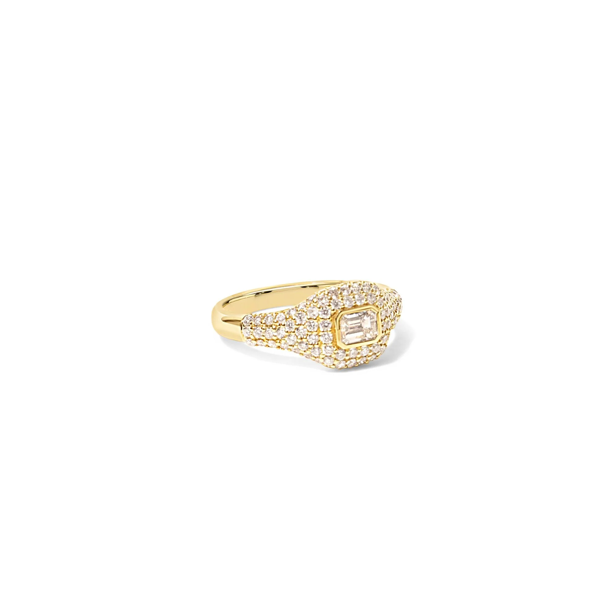 Emerald-Cut Pavé Diamond Signet Ring - Image 2