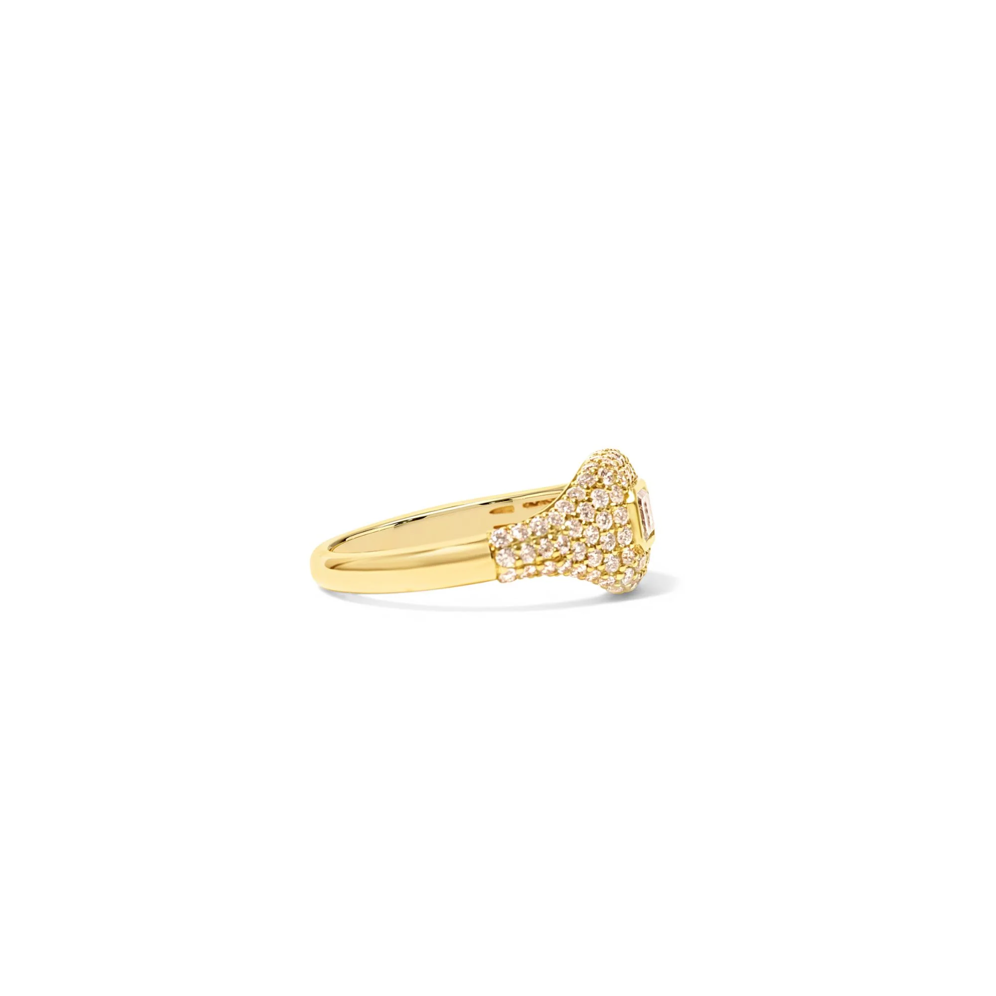 Emerald-Cut Pavé Diamond Signet Ring - Image 3