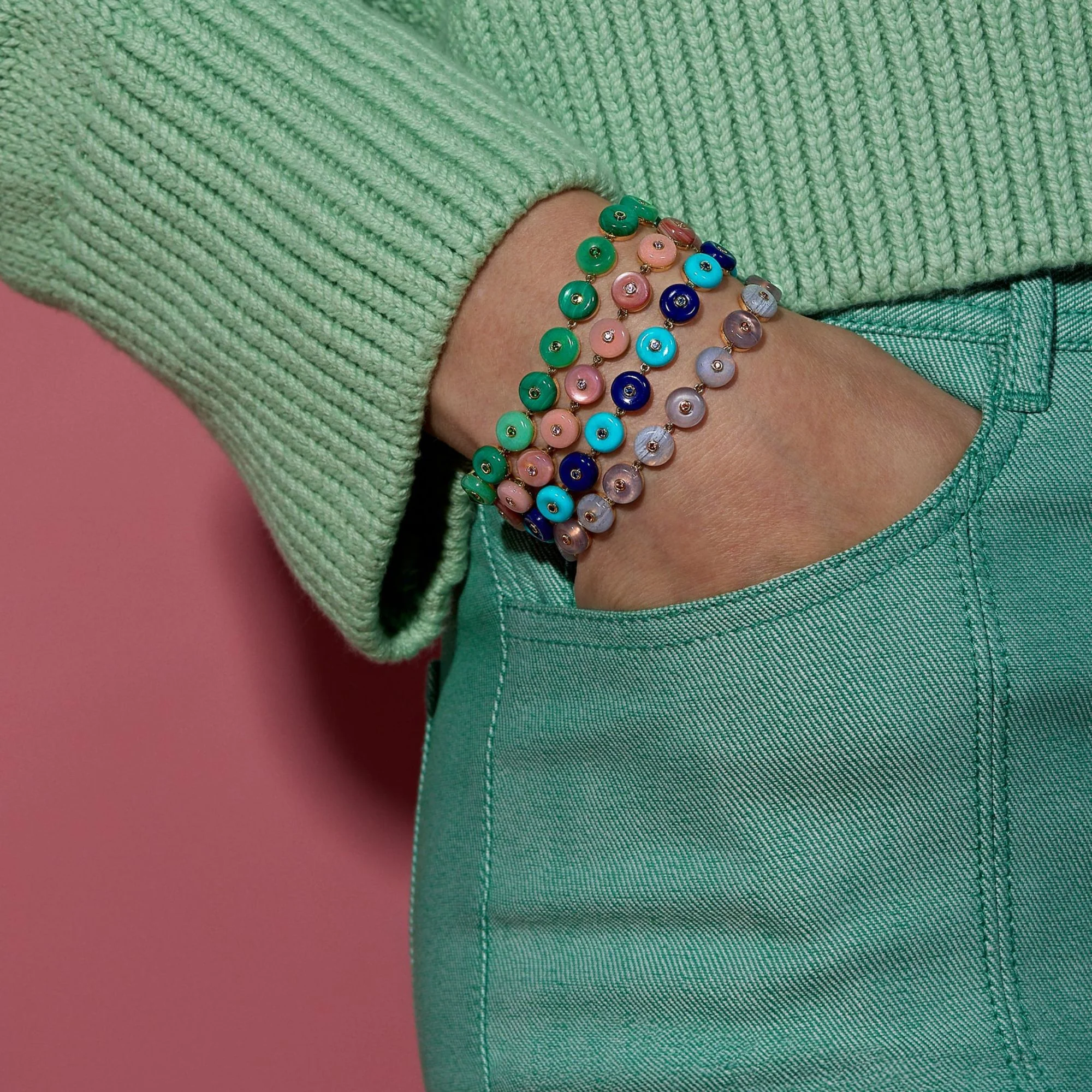 Evolve Chrysoprase, Malachite, & Tsavorite Inlay Bracelet - Image 2