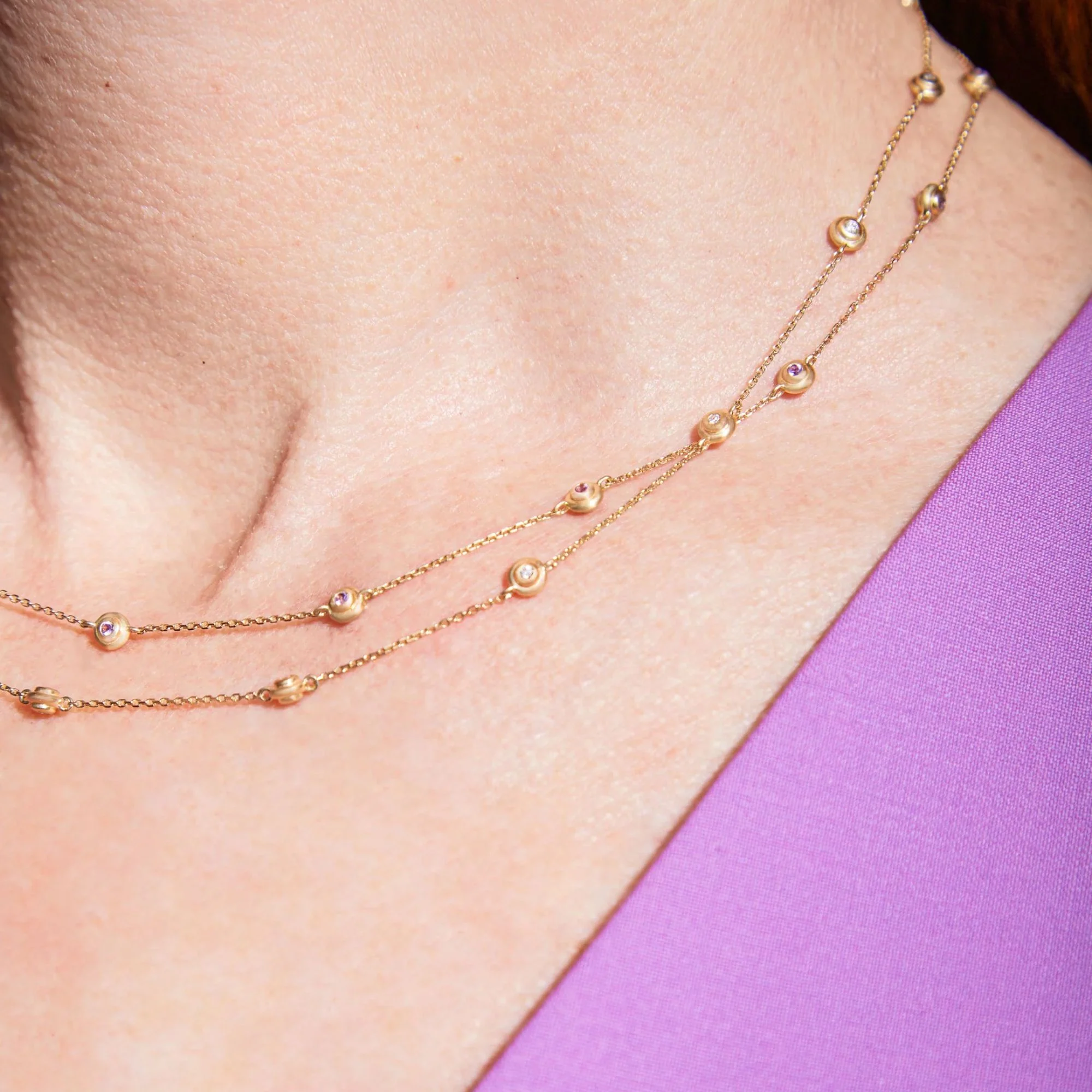 Evolve Pink Sapphire Station Necklace - Image 2