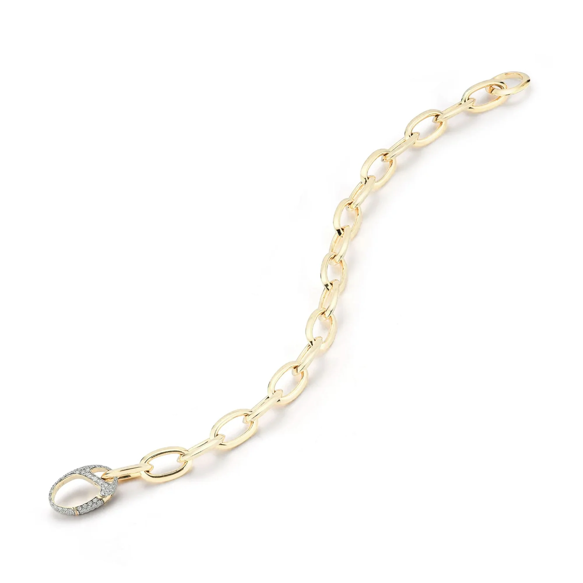 Garnett Chain Link Bracelet With Diamond Oval Clasp - Image 3
