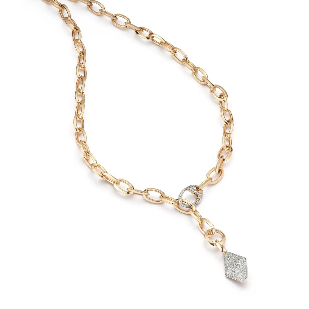 Garnett Small Diamond Oval Link Necklace - Image 4