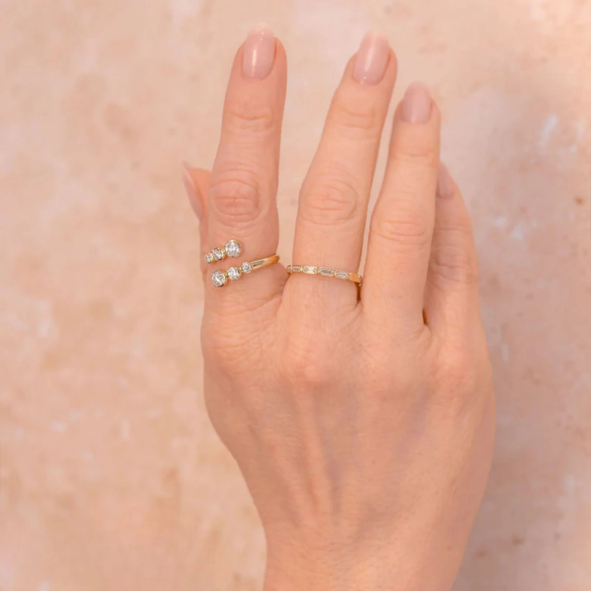 Graduated Diamond Bypass Ring - Image 2