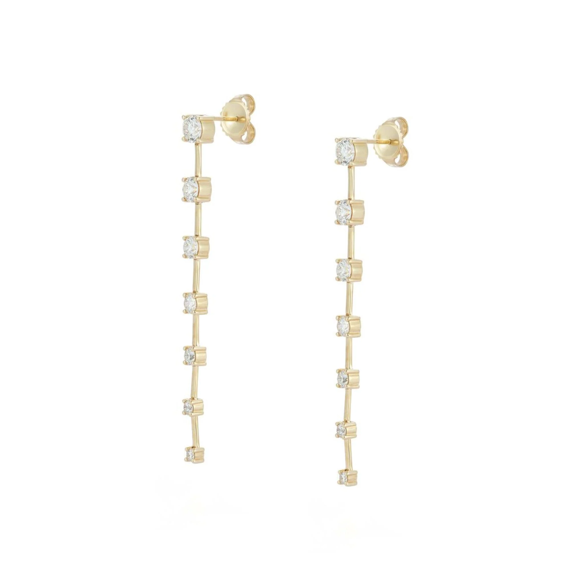 Graduated Diamond Drop Earrings - Image 2