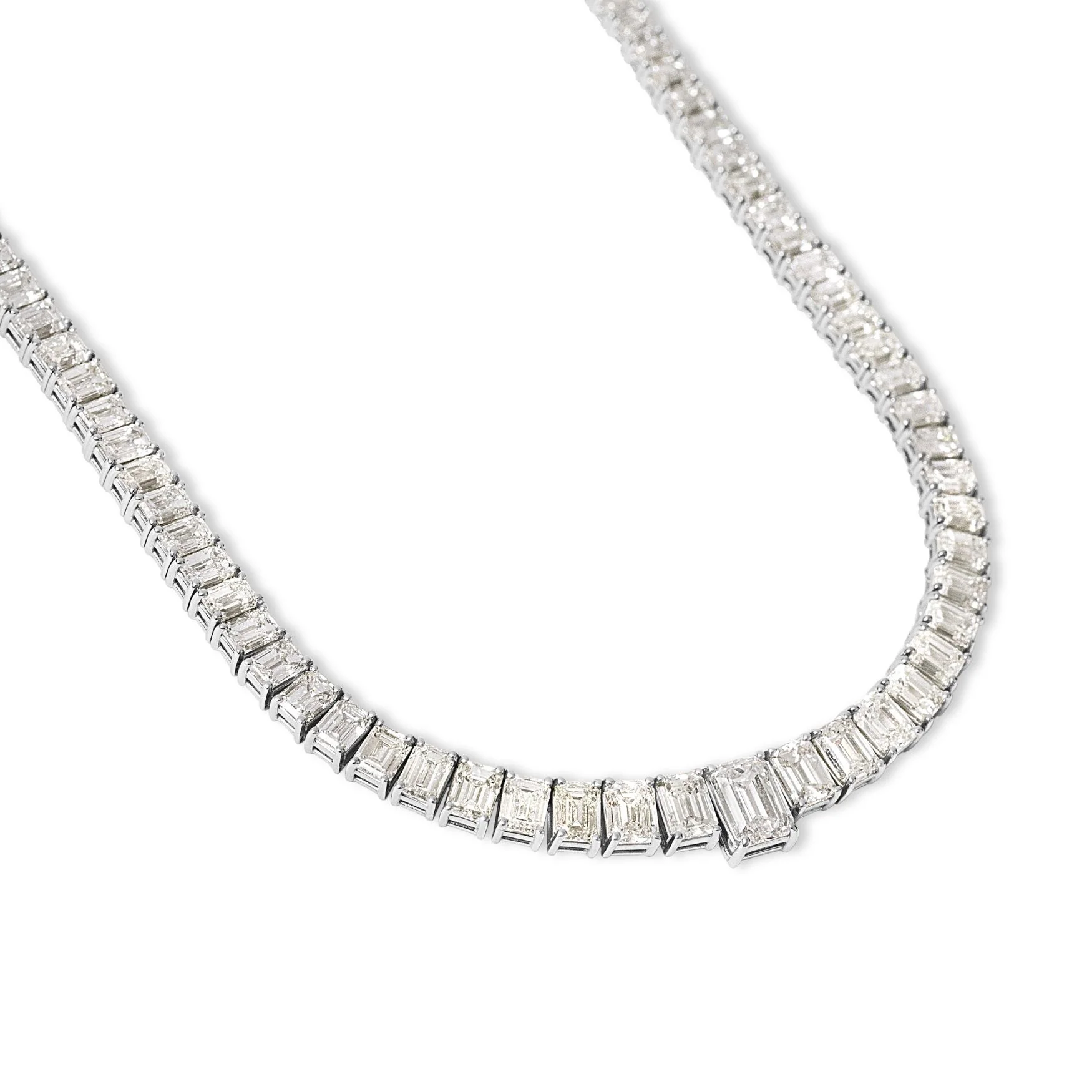 Graduated Emerald-Cut Diamond Tennis Necklace - Image 2