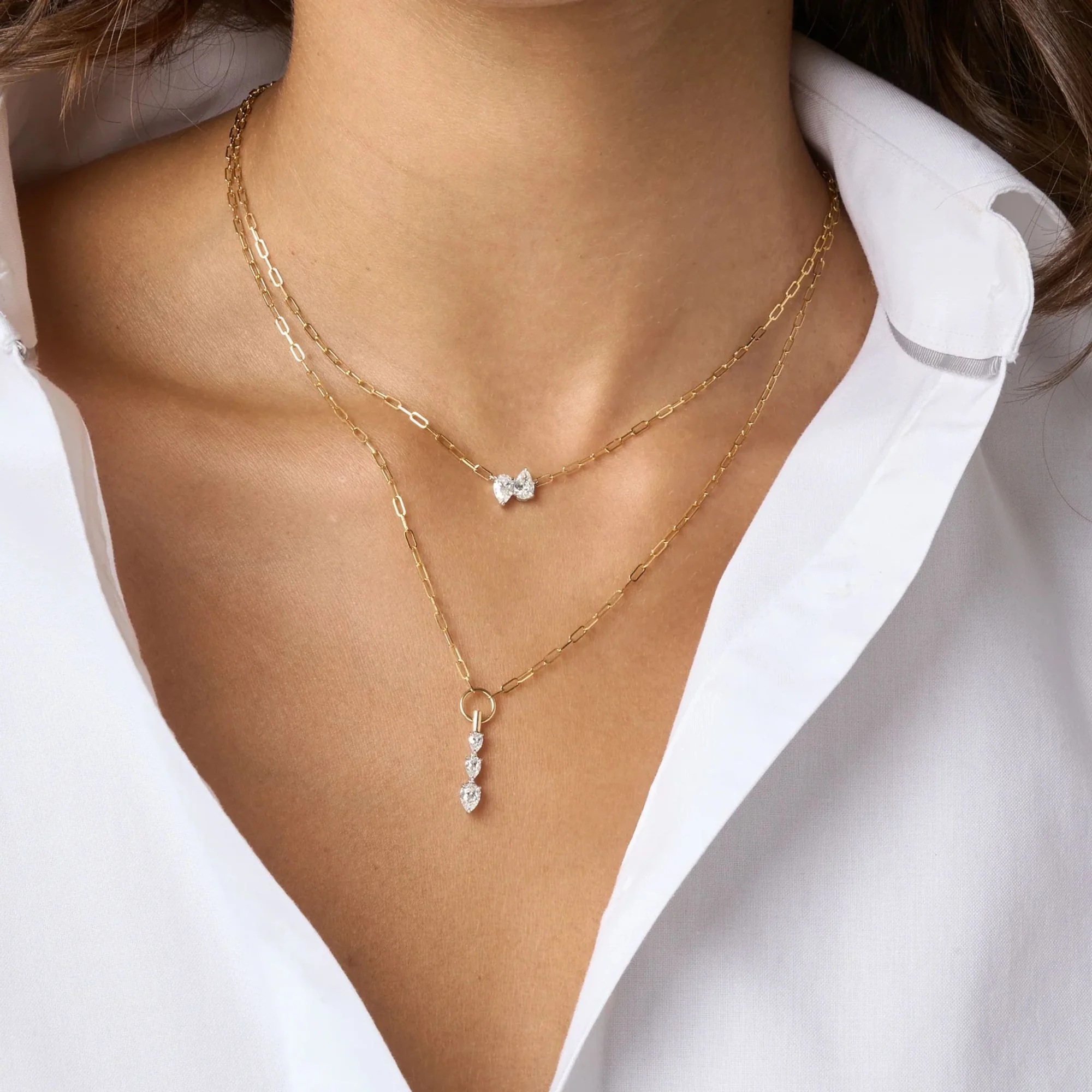 Graduated Triple Pear Diamond Necklace - Image 2