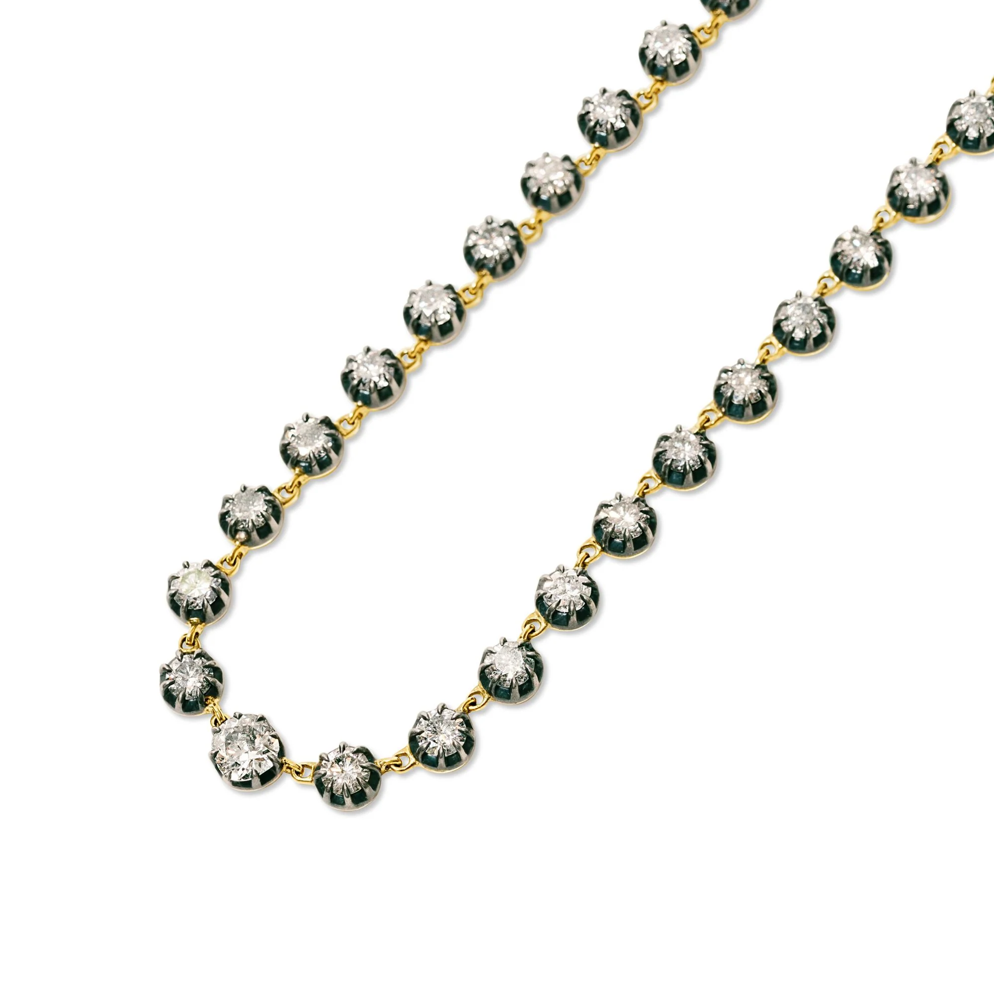 Grey Diamond & Old European Cut Diamond Riviera Necklace - Image 3