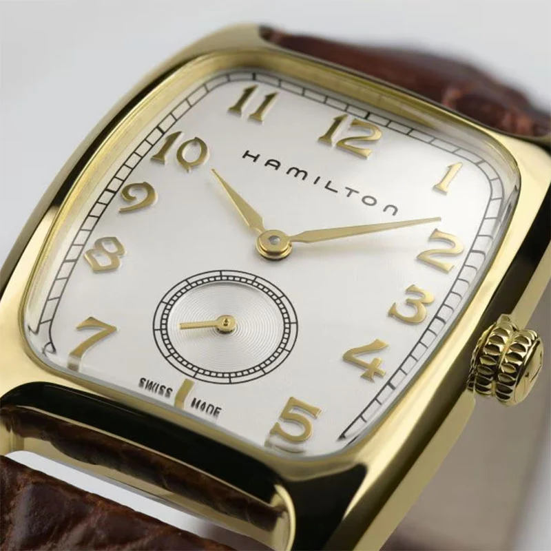 Hamilton American Classic Boulton Quartz 18kt Yellow Gold Brown Leather - Image 3