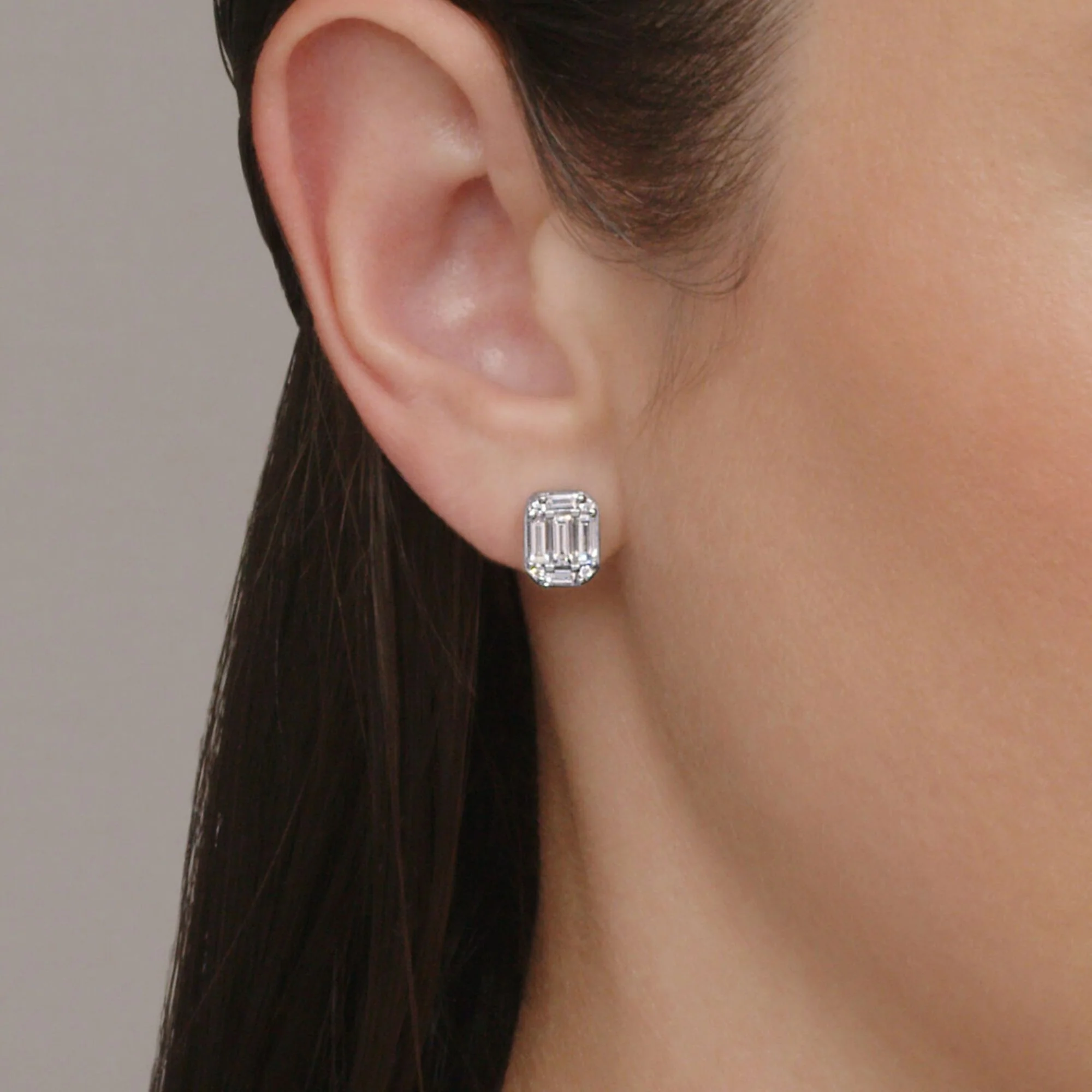 Illusion Set Diamond Earrings - Image 3