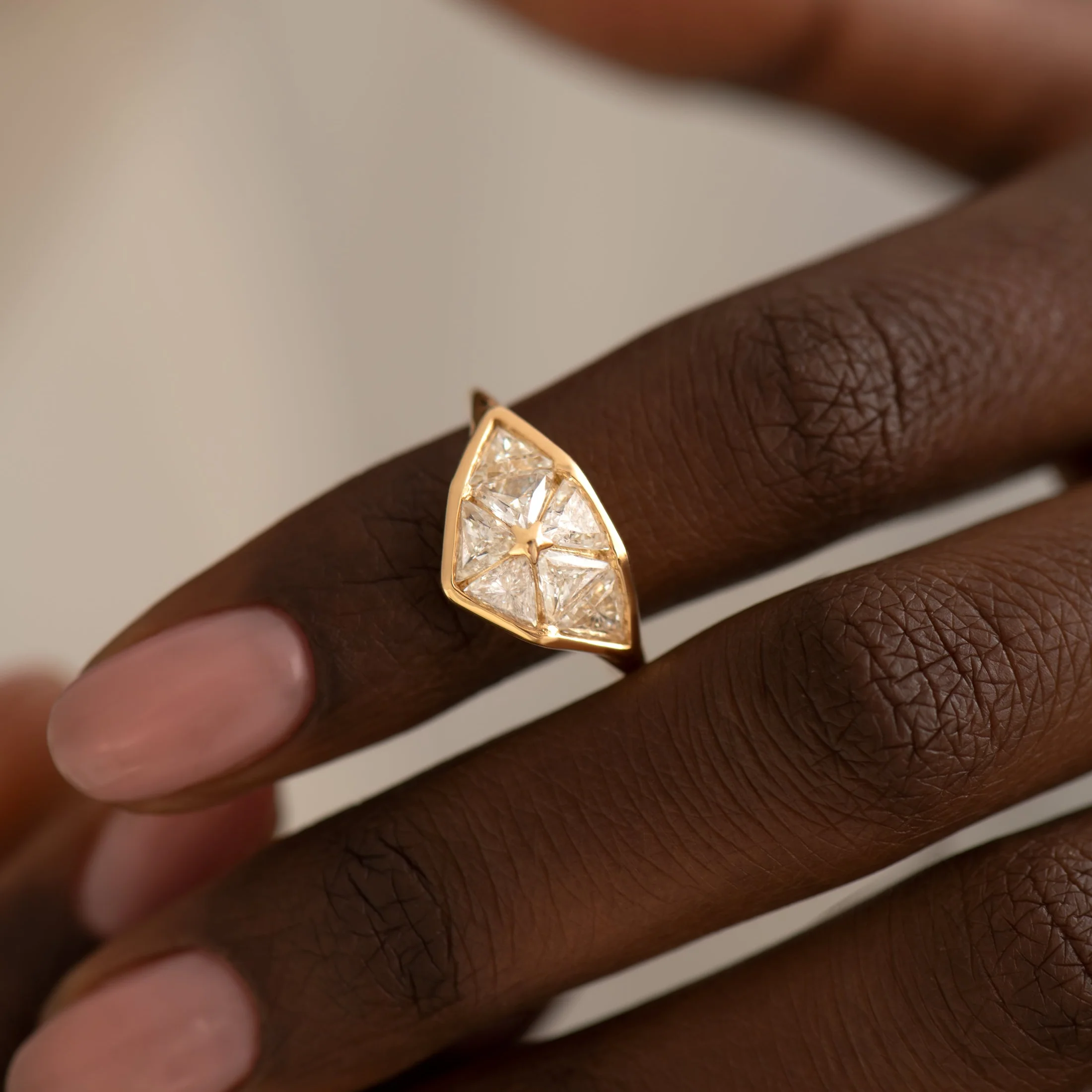 Interstellar Triangle Cut Diamond Dome Engagement Ring - Image 2