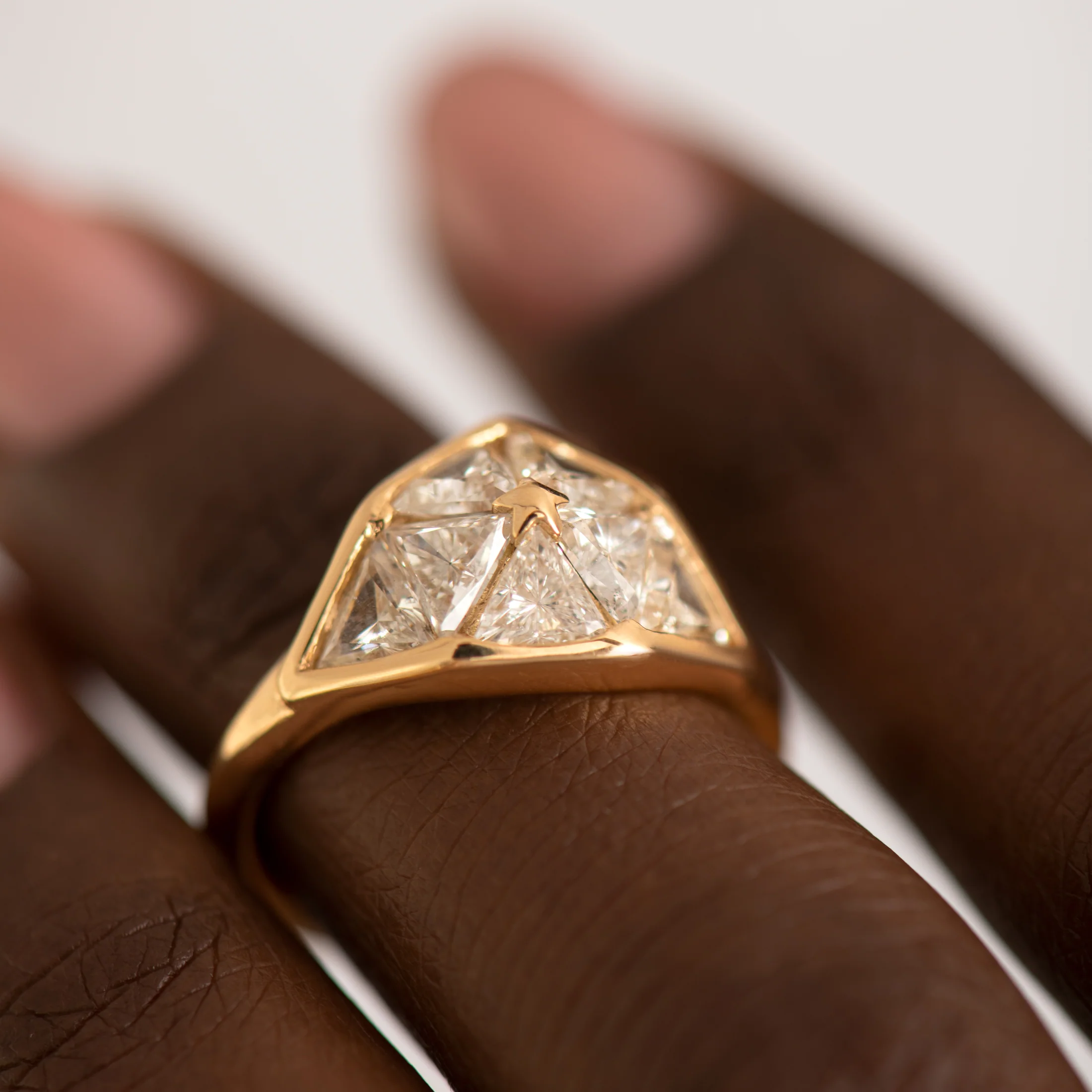 Interstellar Triangle Cut Diamond Dome Engagement Ring - Image 4