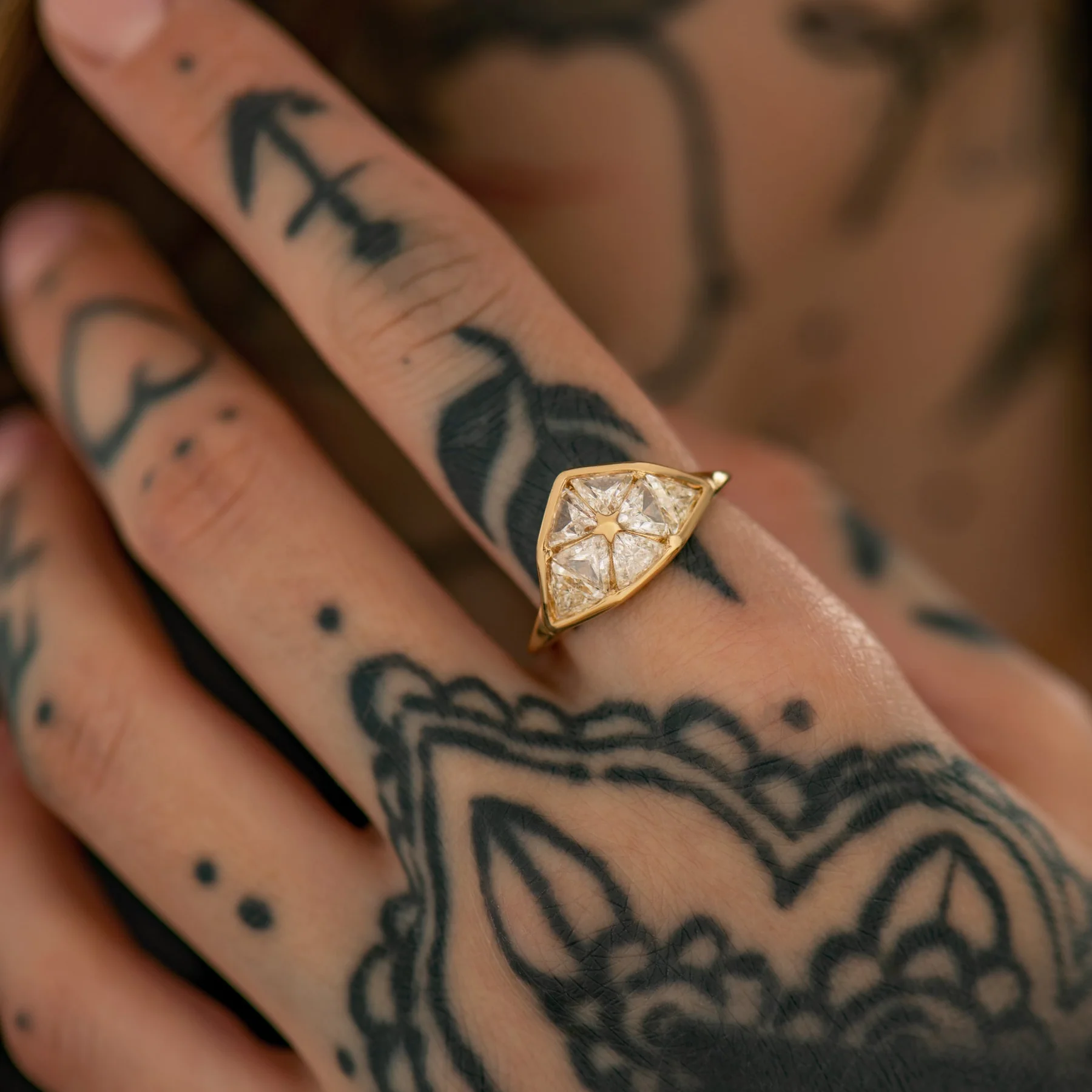 Interstellar Triangle Cut Diamond Dome Engagement Ring - Image 5