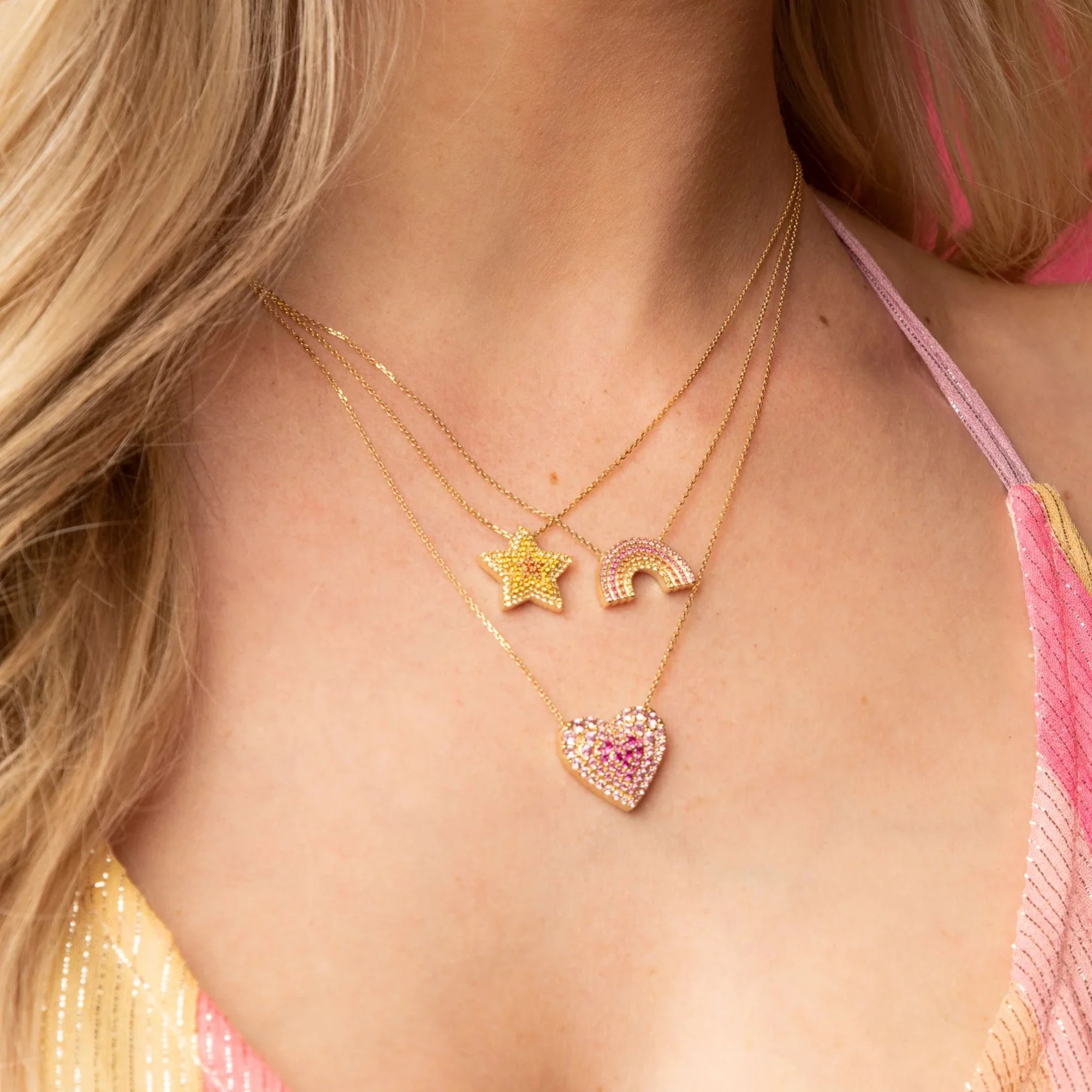 Juju Pink Sapphire Heart Charm Necklace - Image 2