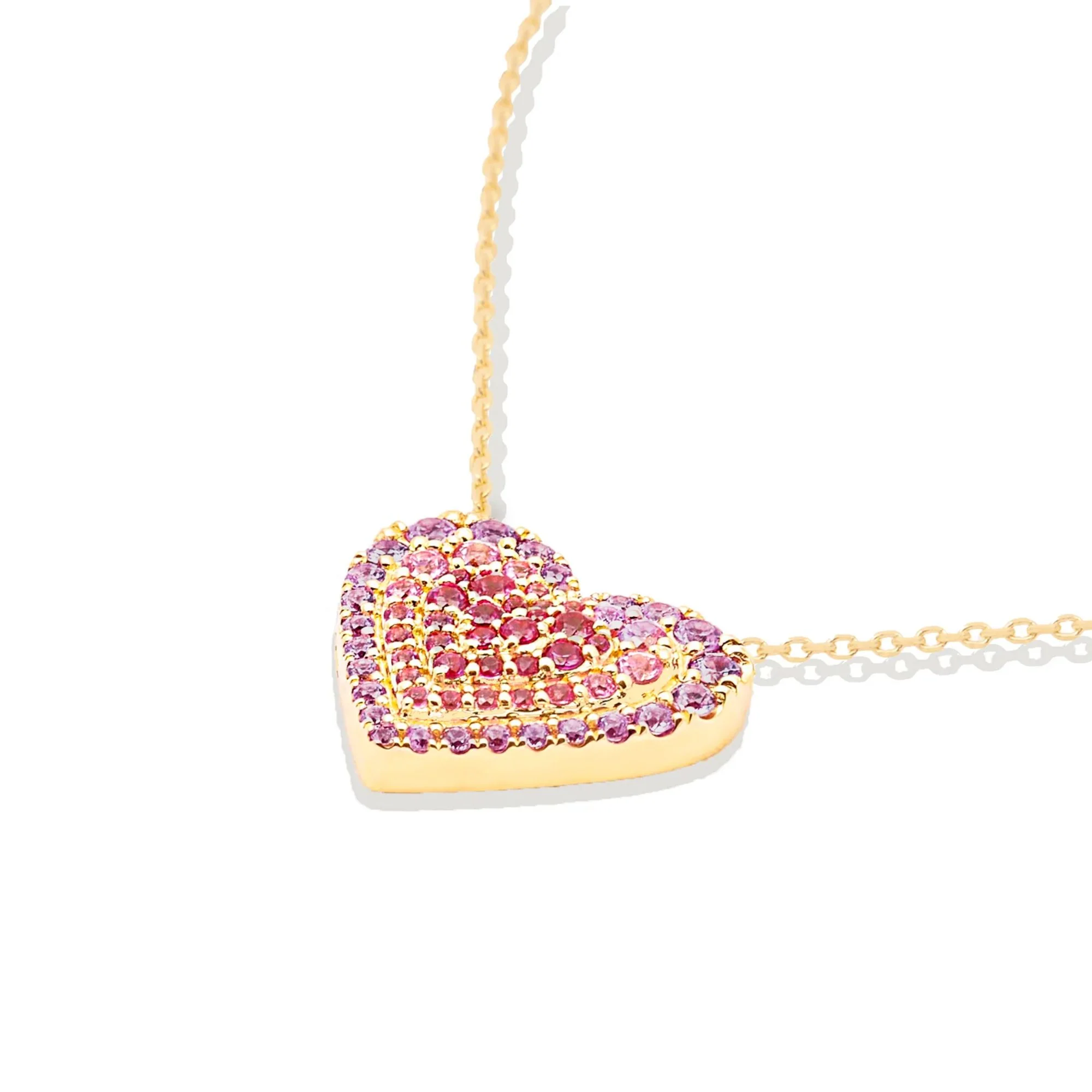 Juju Pink Sapphire Heart Charm Necklace - Image 3
