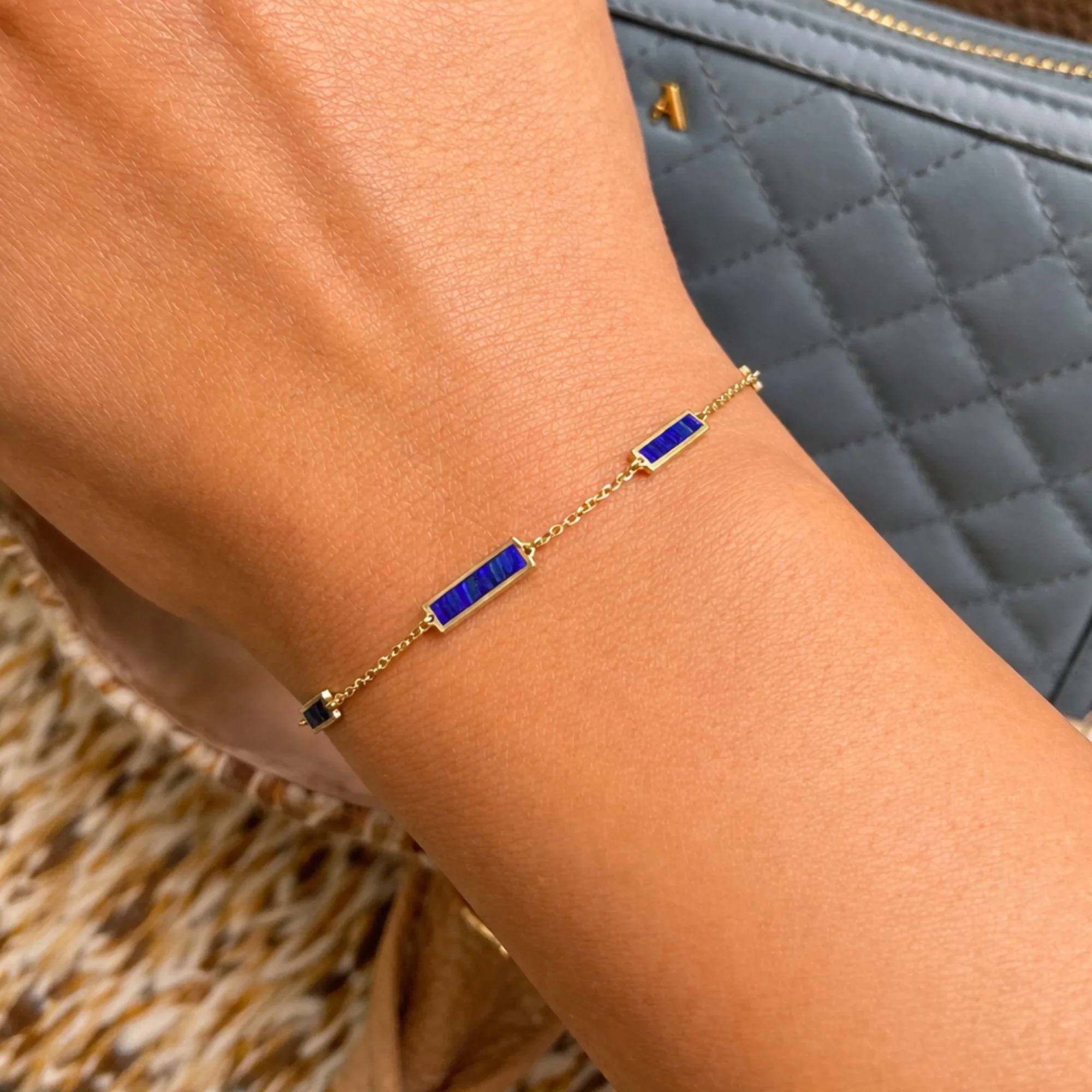 Lapis Station Bar Bracelet - Image 2