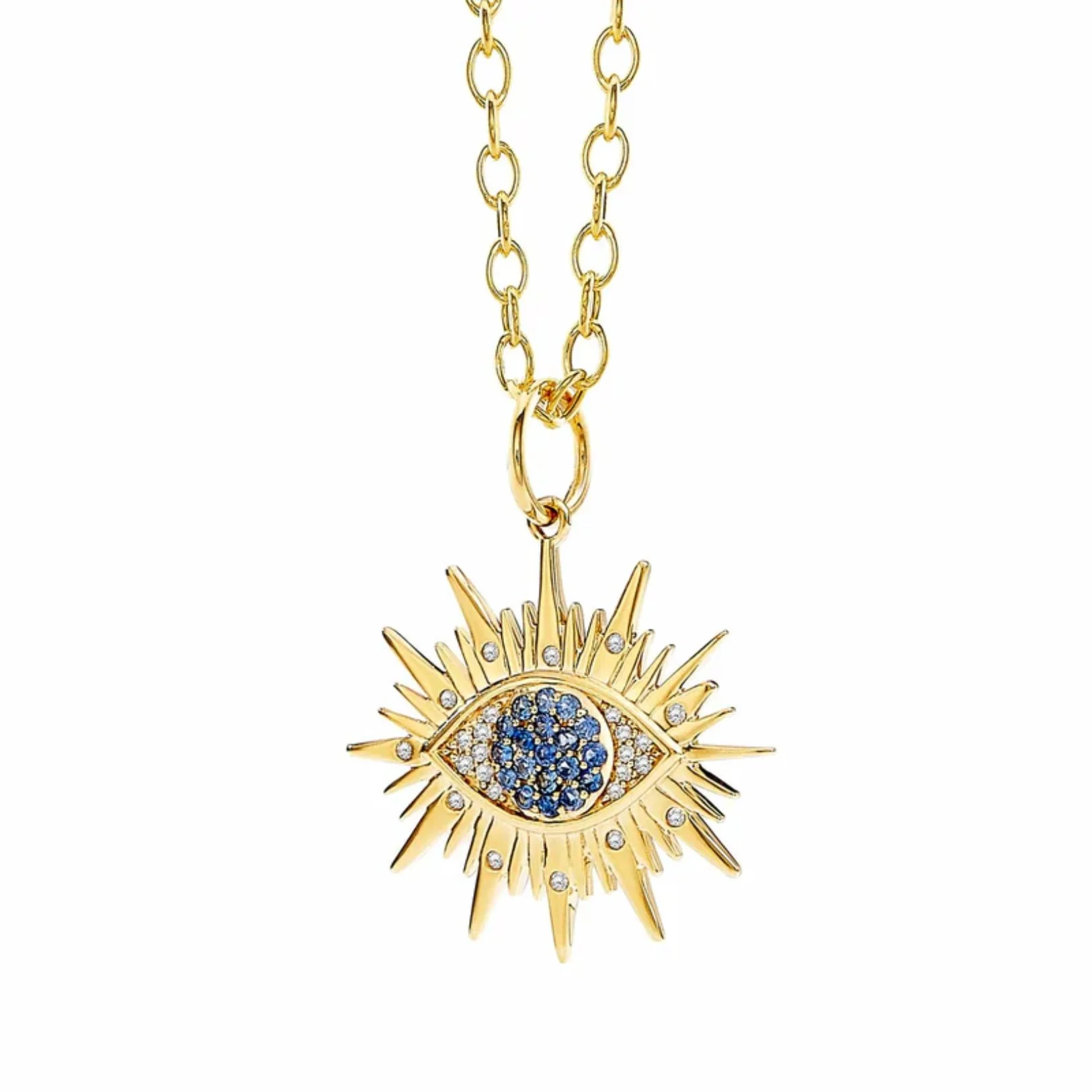 Large Chakra Evil Eye Sapphire Charm - Image 3